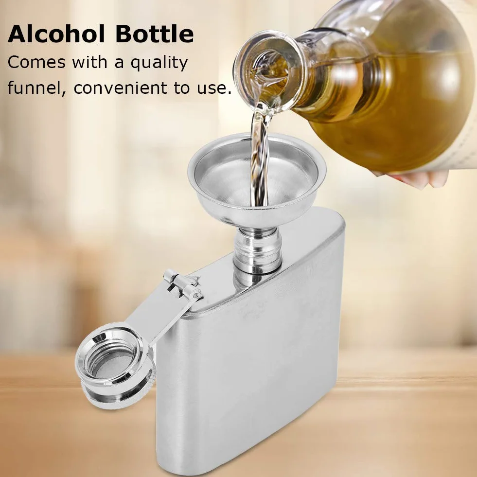 Termosy Na Alkohol Dla Mężczyzn, Przenośna Termos Z Lejkiem Butelka Do Whisky Mała Piersiówka Ze Stali Nierdzewnej Elegancka Piersiówka Na Podróż, Na Kemping(2oz)