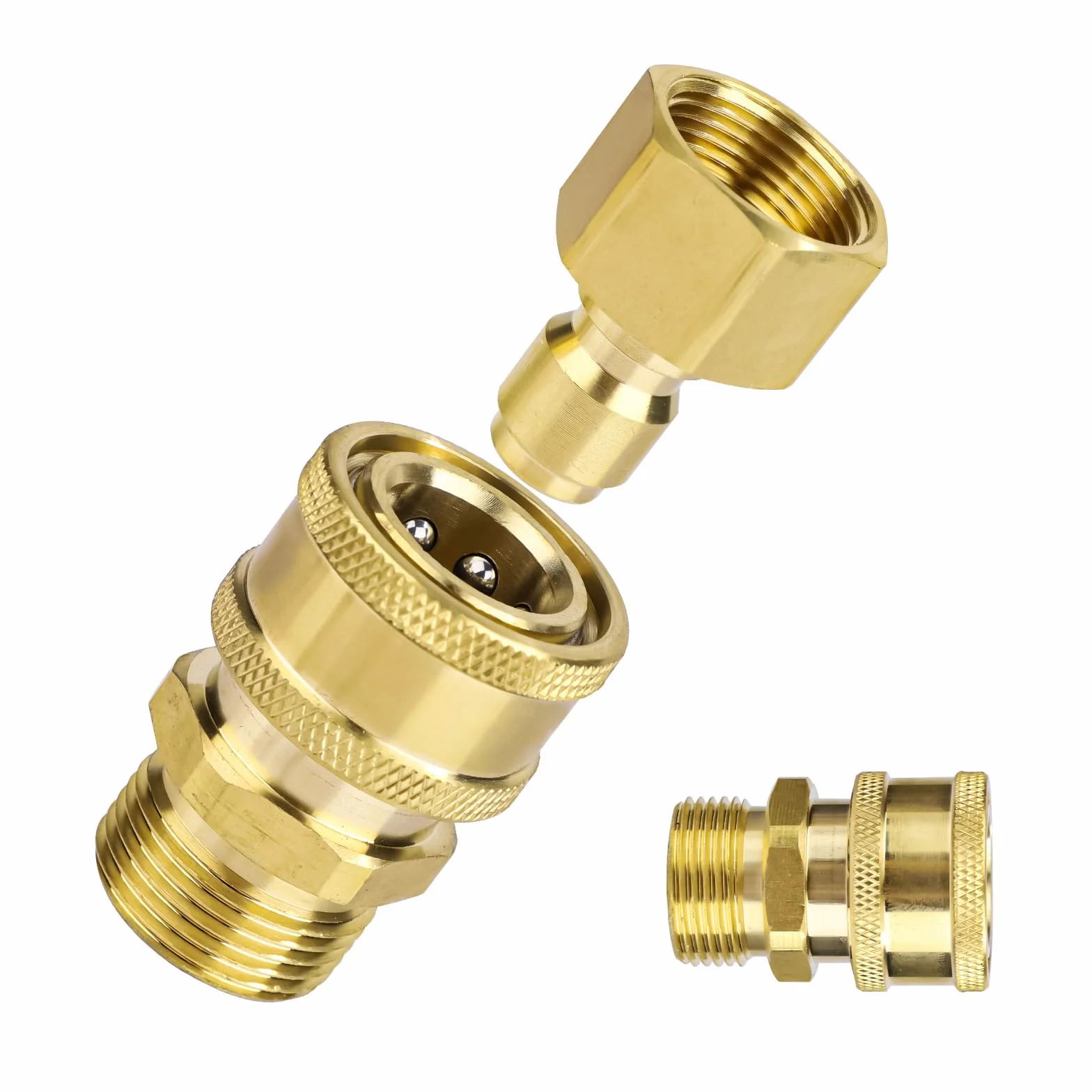 2 Szt. Zestawu Adapterów do Myjek Cisnieniowych M22-14mm do 1/4 Cala, Zestaw do Szybkiego Podlaczania i Odlaczania Myjek Cisnieniowych z Mosiadzu do Pompy Weza Myjki Cisnieniowej 5000 PSI