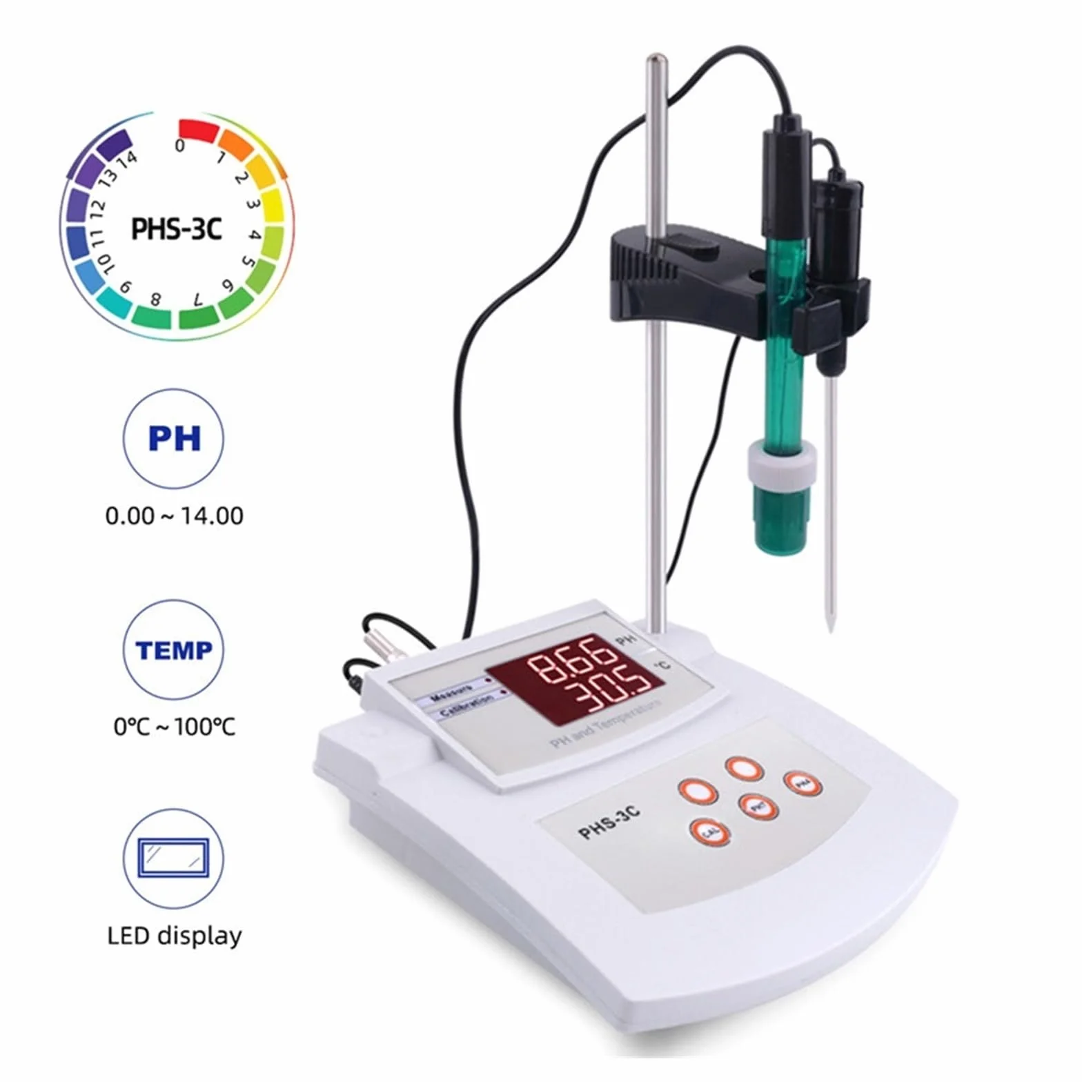 Wieloparametrowy Miernik Ph Pulpit Automatyczna Kalibracja Kwasowości PH/Temp 2 W 1 Tester PH Analizator Jakości Wody