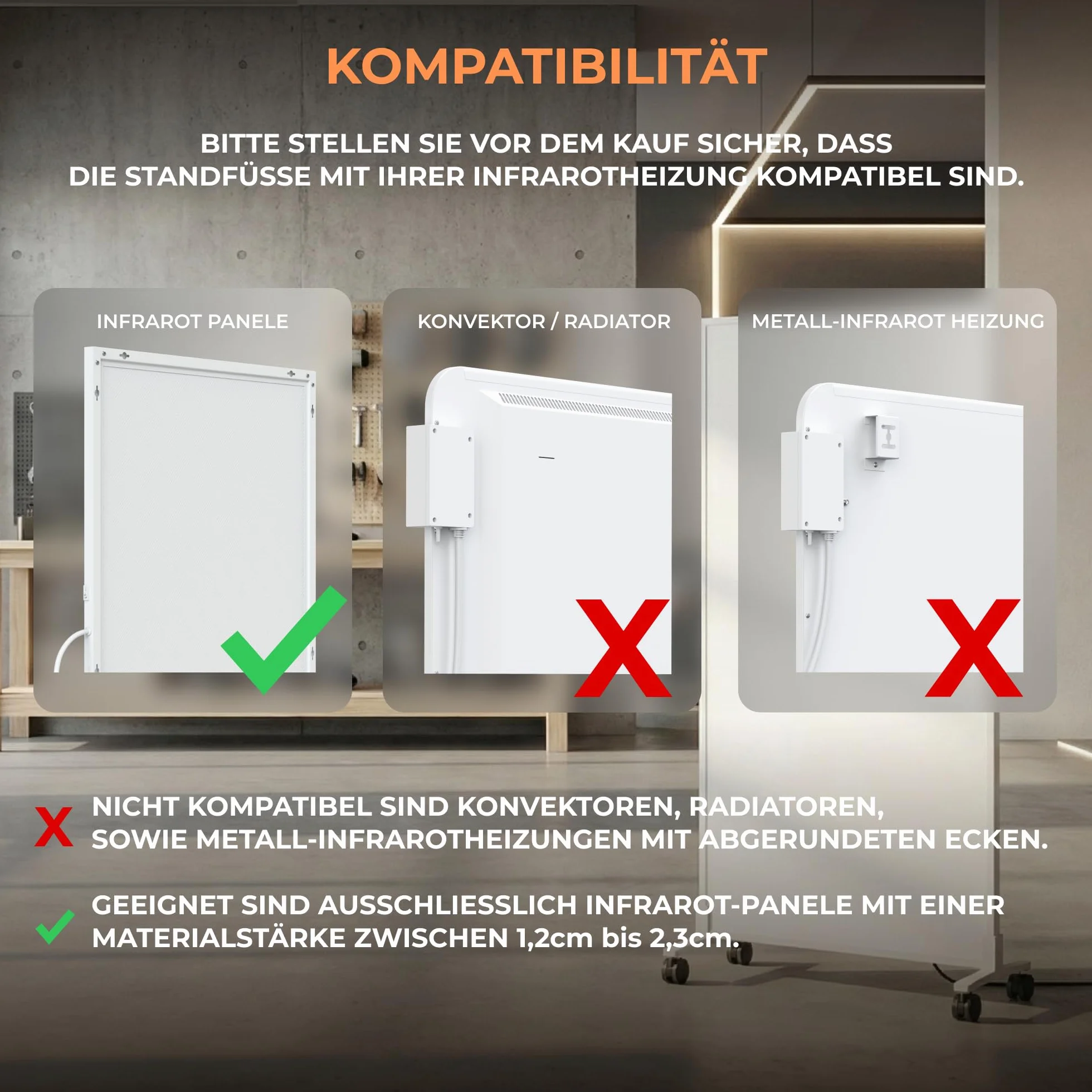 2 x nóżki do grzejników na podczerwień,