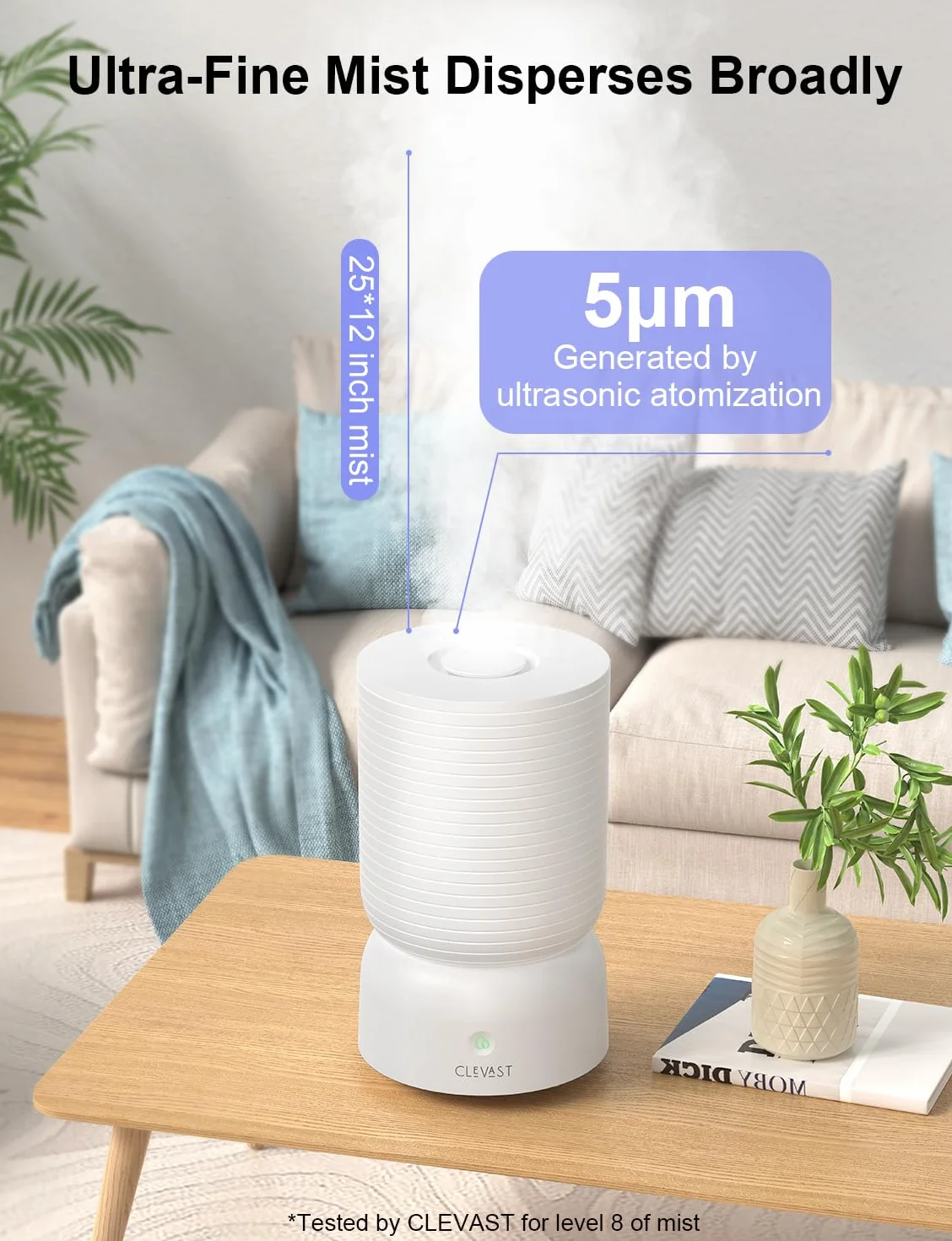 CLEVAST nawilżacze do sypialni, Top Fill 3L Cool Mist Cichy ultradźwiękowy nawilżacz z dyfuzorem olejków eterycznych, Wi-Fi Nawilżacz powietrza dla dziecka, kontrola wilgotności, praca z Alexą