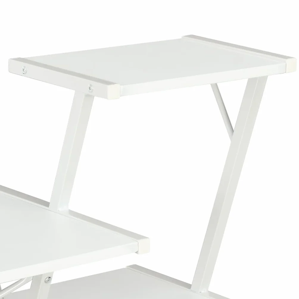 Nowoczesne biurko z regałem, białe, 116 x 50 x 93 cm, stół biurowy z nogami w kształcie litery X, stolik pod komputer i stół roboczy do domu, do gier, pokoju młodzieżowego, organizacji i