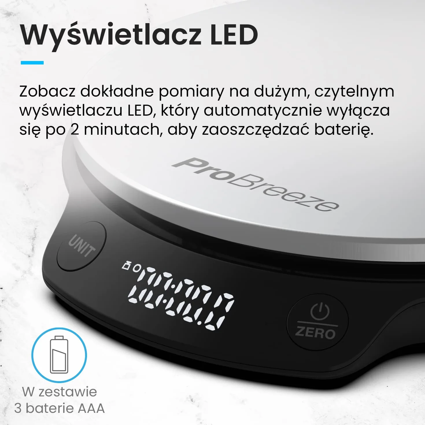 Pro Breeze Waga Kuchenna Cyfrowa Precyzyjna ze Stali Nierdzewnej, do Gotowania Pieczenia, Dokładna do 1g/0.1oz, do 5kg, Elektroniczna z Funkcją Tarowania