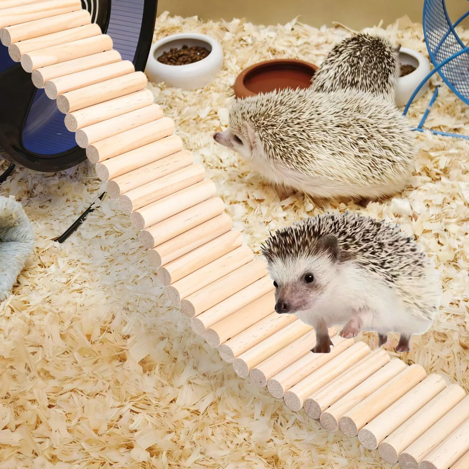 Drewniana drabina dla chomika 60 x 8 cm akcesoria do klatek dla świnek morskich myszy szynszyli