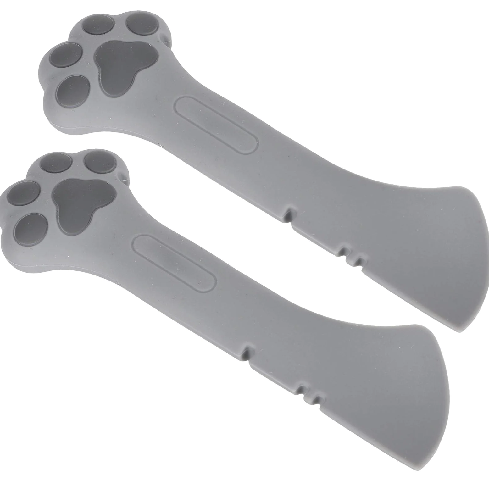 2PCS Wielofunkcyjny Kot Pet Can Otwieracz do żywności Silikonowy Lekka łyżka dla Psa, Urocza Szpatułka Miksująca łyżki z Mini Mokrej Puszki (GRAY)