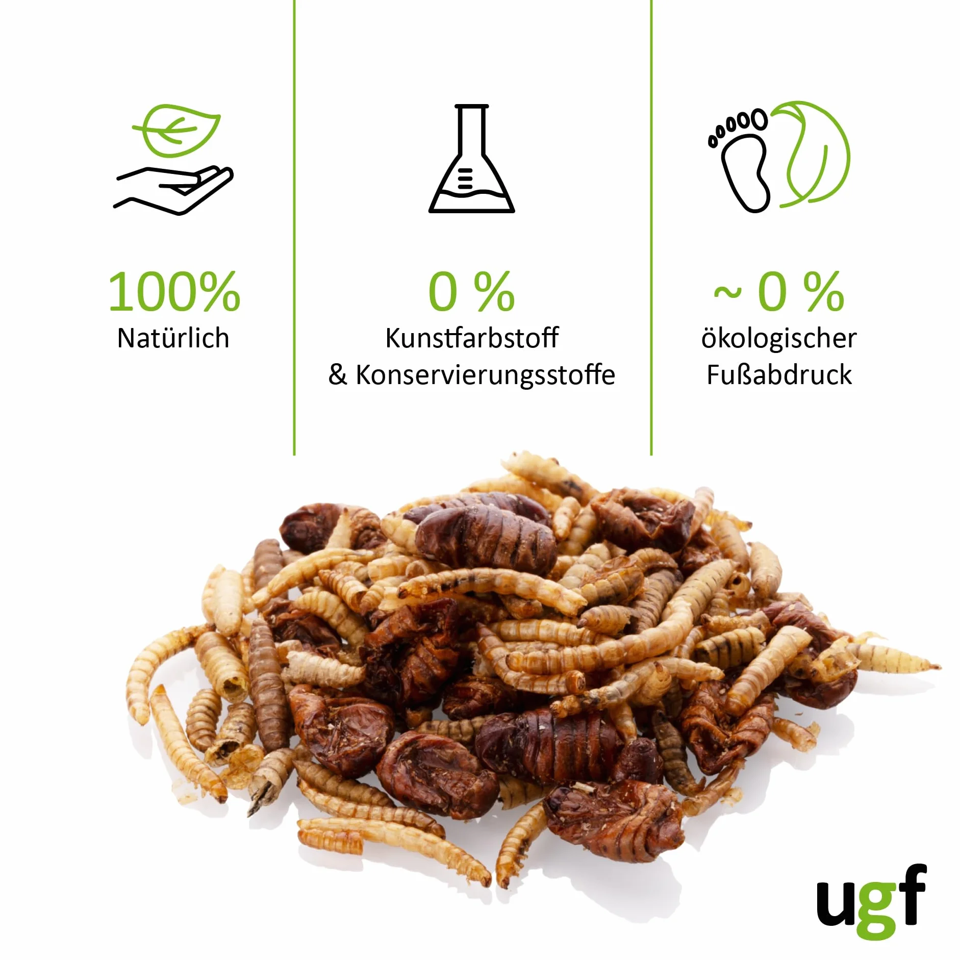 UGF - Mieszanka owadów - 500 g w wiadrze 3-litrowym, pokarm dla jeży, pokarm dla myszoskoczków, chomików, szczurów, jaszczurek - mączniki, larwy muchy żołnierskiej, jedwabniki