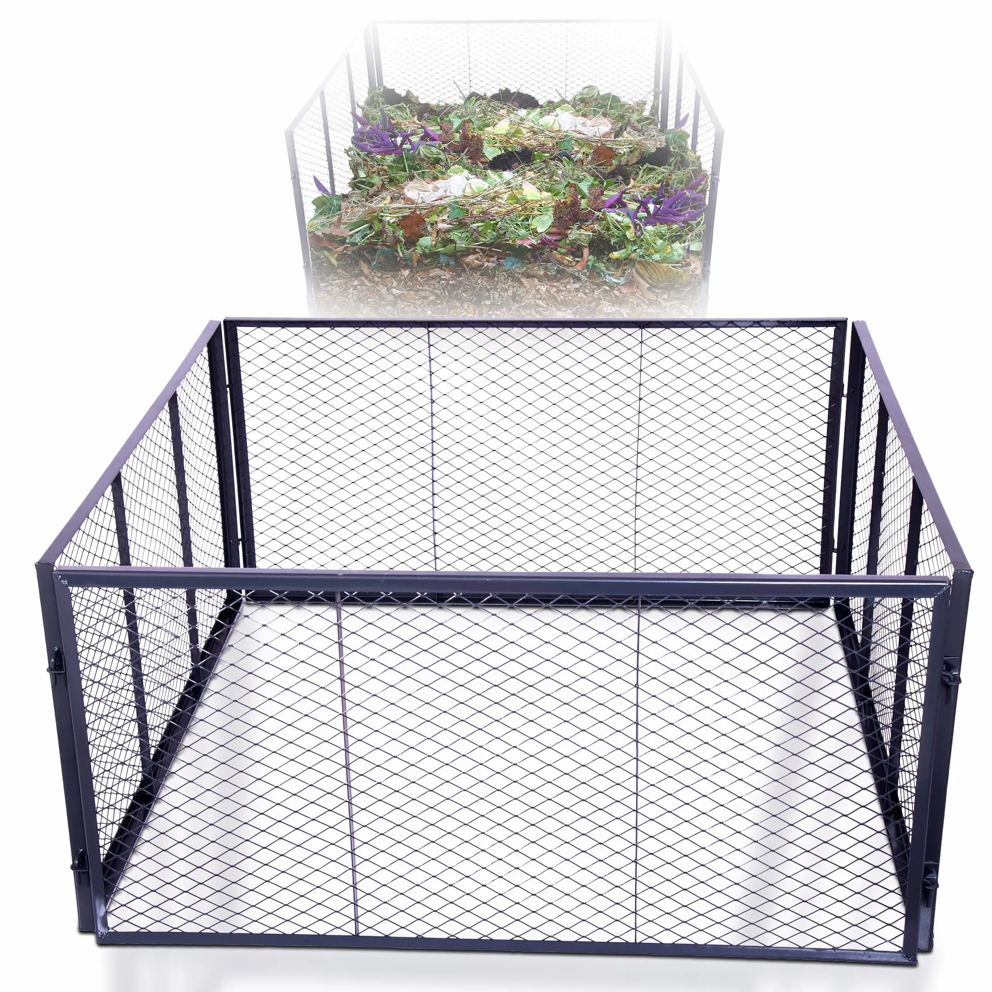 Novatool Kompostownik ogrodowy, metalowy, 100 x 100 x 50 cm, z rozszerzalnym systemem wtykowym, malowany proszkowo metalowy kompostownik o pojemności 500 litrów, druciany, kompostownik
