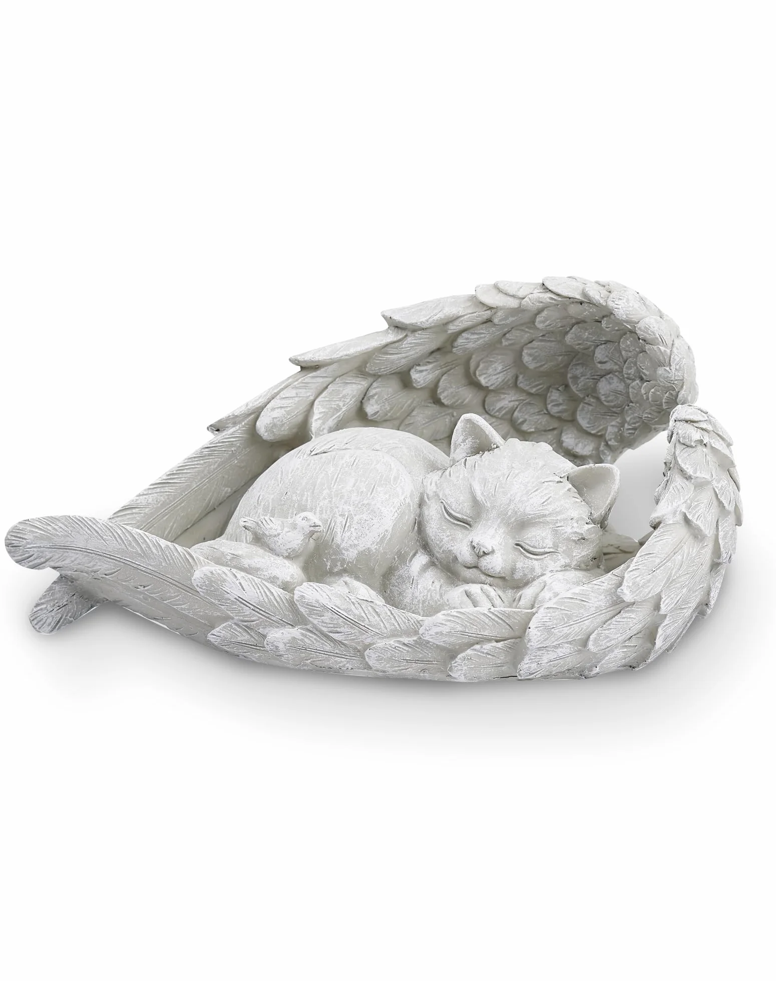 NETONDA Kamień pamiątkowy z motywem kota, anioła, 23,5 x 13,2 cm, pomnik dla zwierząt domowych, znacznik, statuetka hołdu, dekoracja, pamiątka, zwierzę, statuetka ogrodowa, żywica poliestrowa,