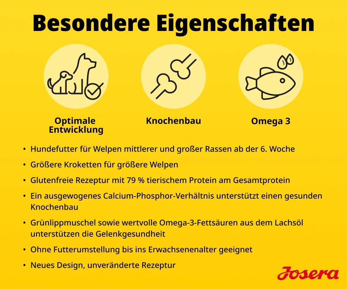 JOSERA Junior Kids Kurczak i ryż 3 kg Sucha karma dla rosnących większych psów bezglutenowa