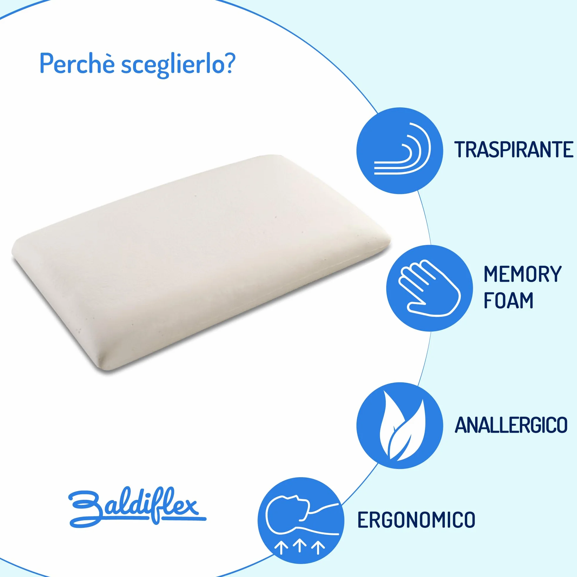 Baldiflex, Para poduszek, pianka memory Foam, Aloe Vera, wysokość 16 cm