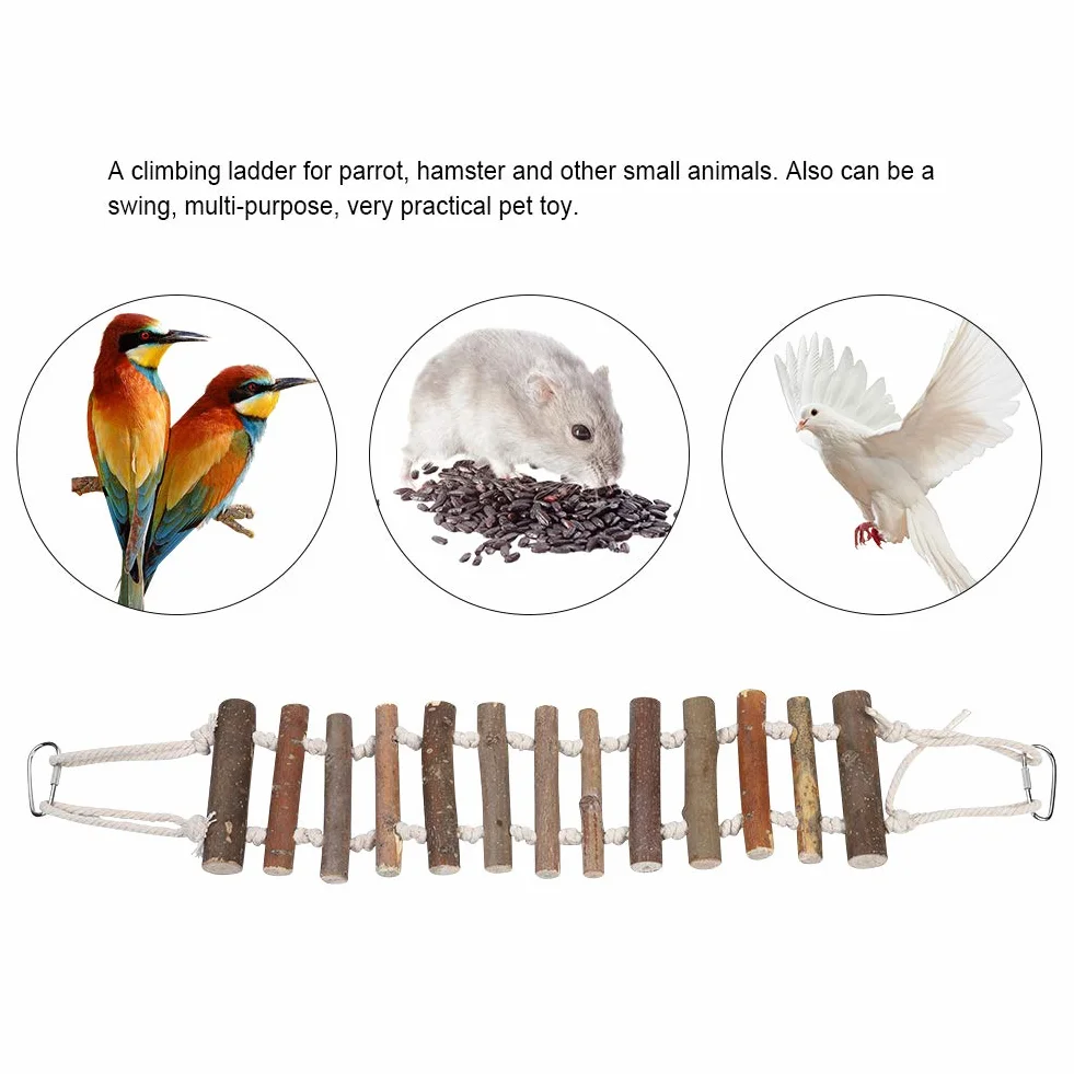 Drewniana drabina z liną dla ptaków, huśtawka dla papug African Grey Cockatiel