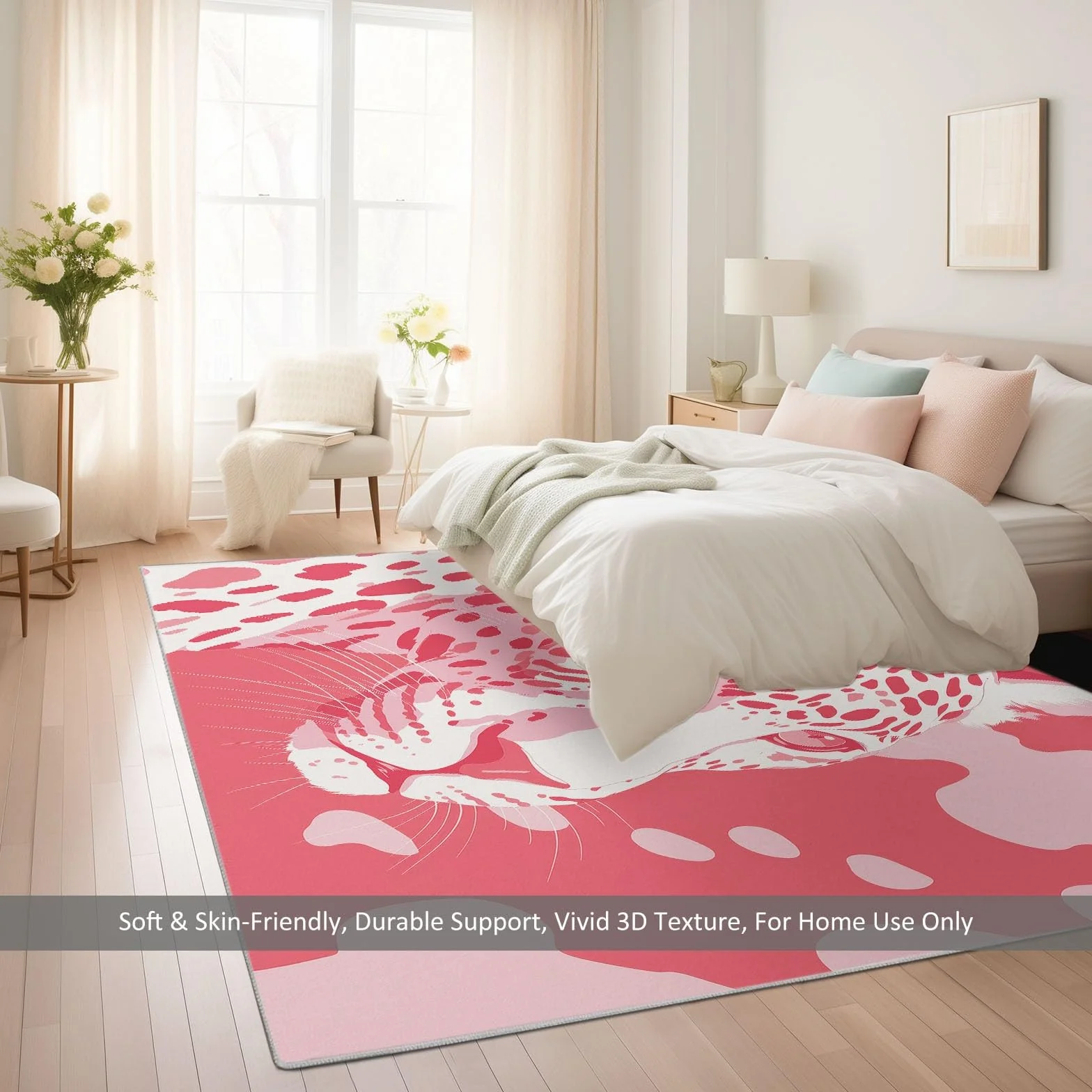 Générique Minimalistyczny dywan z nadrukiem 80 x 150 cm, tropikalne zwierzę lampart kolorowe klocki dywan do salonu można prać w pralce - trwały antypoślizgowy dywan do jadalni, przedpokoju, pokoju