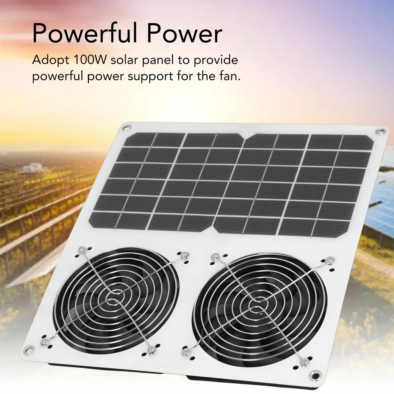 Wentylator Zasilany energią słoneczną, Wentylator Wyciągowy do Paneli Słonecznych o Mocy 100 W, Zestaw 12-calowego Podwójnego Wentylatora Słonecznego dla Szklarni, Kurnika, Szopy