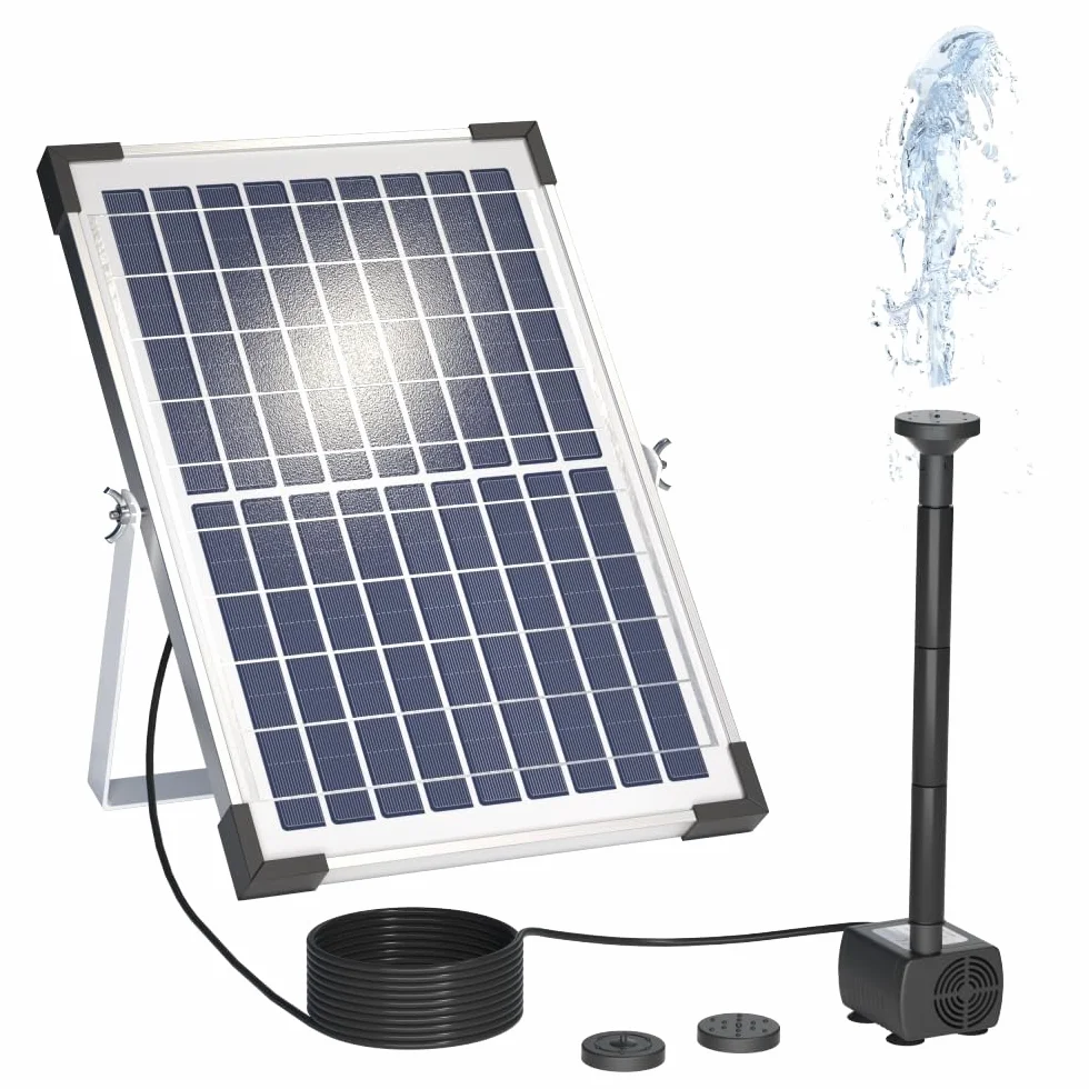 Słoneczna pompa wodna, 10W Solar Wody Wysokość 200 cm,z panelem słonecznym i 3 dyszami do kąpieli ptaków, akwarium, mały staw, ogród