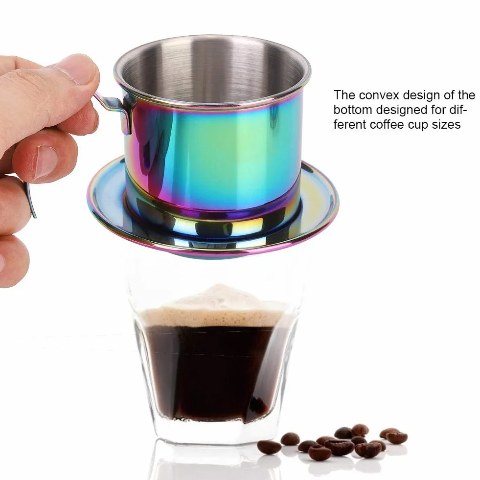 Fdit Kolorowy, wietnamski zestaw filtrów do kawy ze stali nierdzewnej podlej kawą wietnamski ekspres do kawy Phin Infuser Coffee Drip Brewer opakowanie wielokrotnego użytku