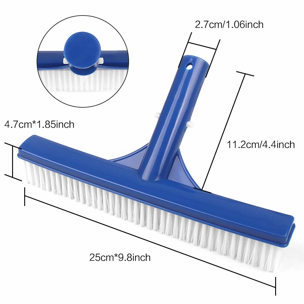 Szczotka do basenu 2 szt. 25 cm trwała plastikowa szczotka do basenu czyszczenie głowicy brudu mech do basenów wanien ścian płytek podłogi staw spa gorąca wiosna niebieski