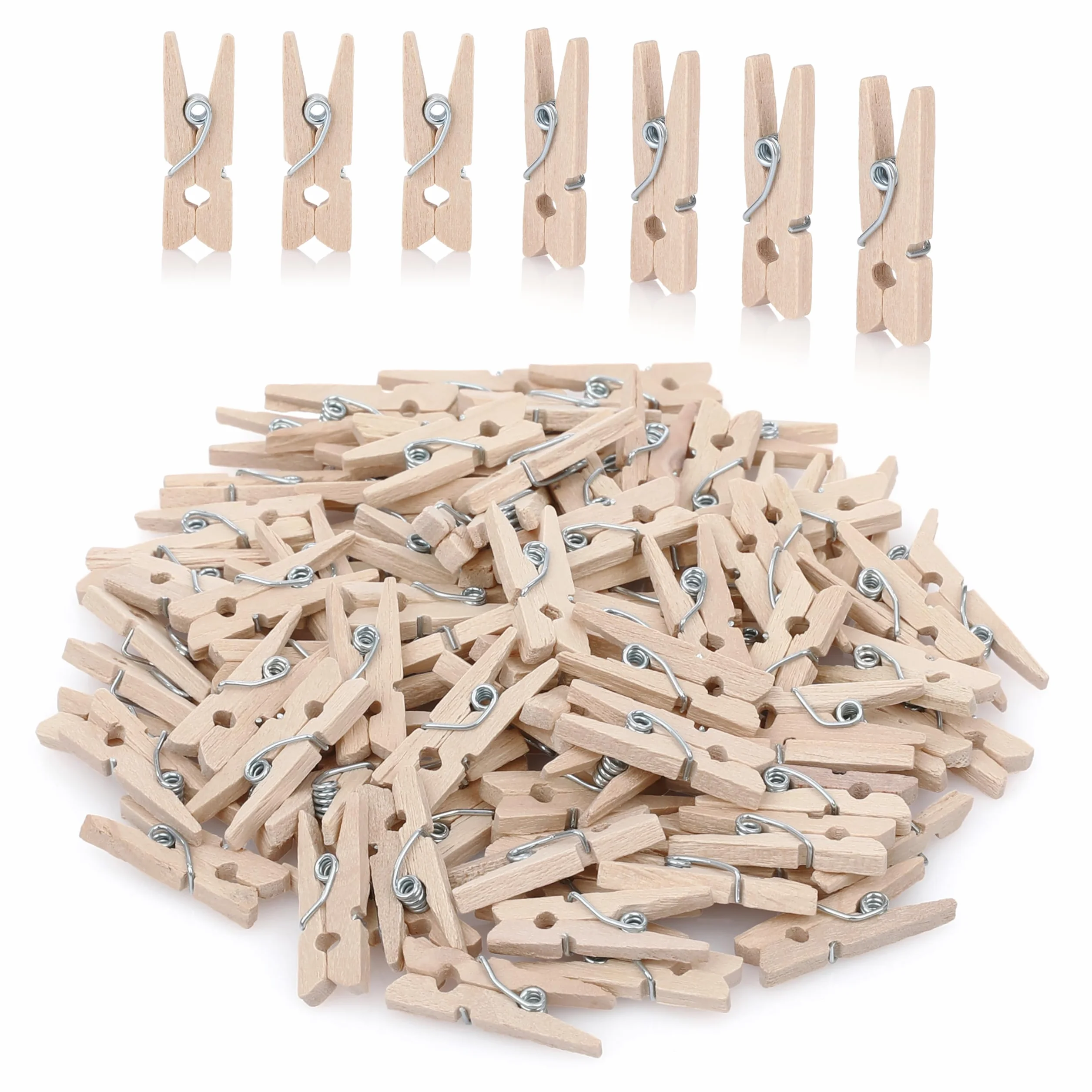 CraftWerk Mini spinacze do bielizny, 100 sztuk, małe drewniane klamerki do majsterkowania i zawieszenia zdjęć, idealne jako dekoracja kalendarza adwentowego, 2,5 cm