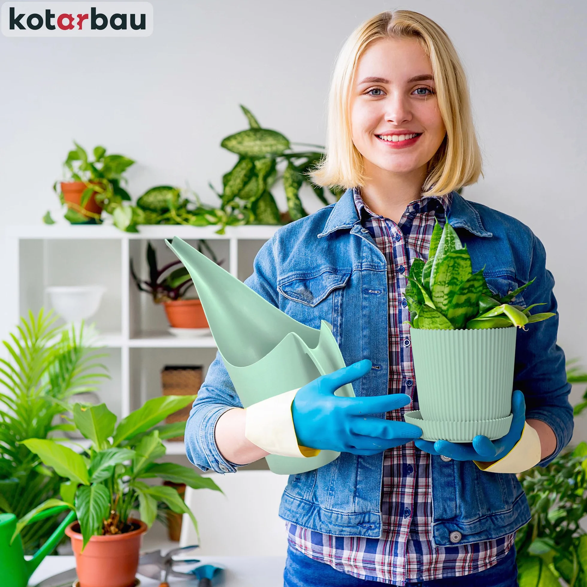 KOTARBAU® Konewka Żyrafa Plastikowa - 1,5 L - Konewka Domowa - Podlewanie Roślin - Szałwia