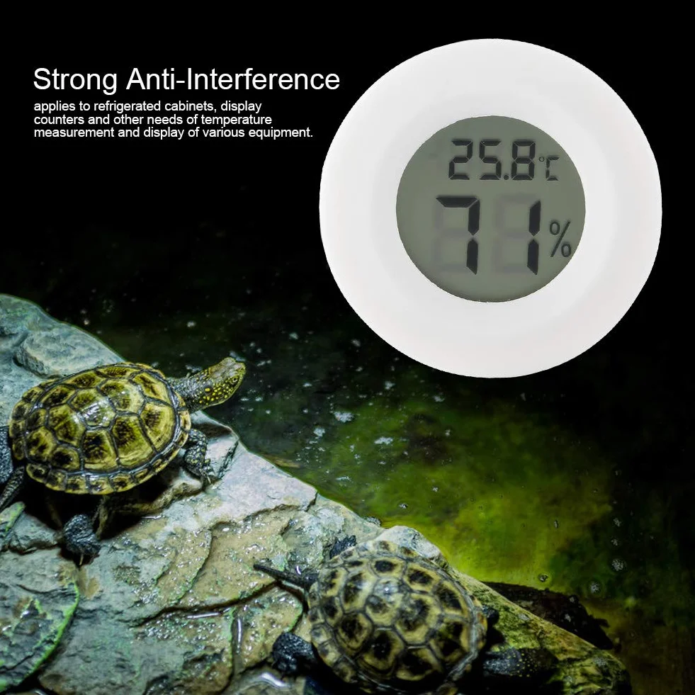 Yctze Mini Cyfrowy Termometr LCD Higrometr, Okrągły Miernik Wilgotności i Temperatury dla Brodatych Smoków, Gadów, Gekonów Czubatych, Wiwarium i Terrarium, Akcesoria do Węży (#02)
