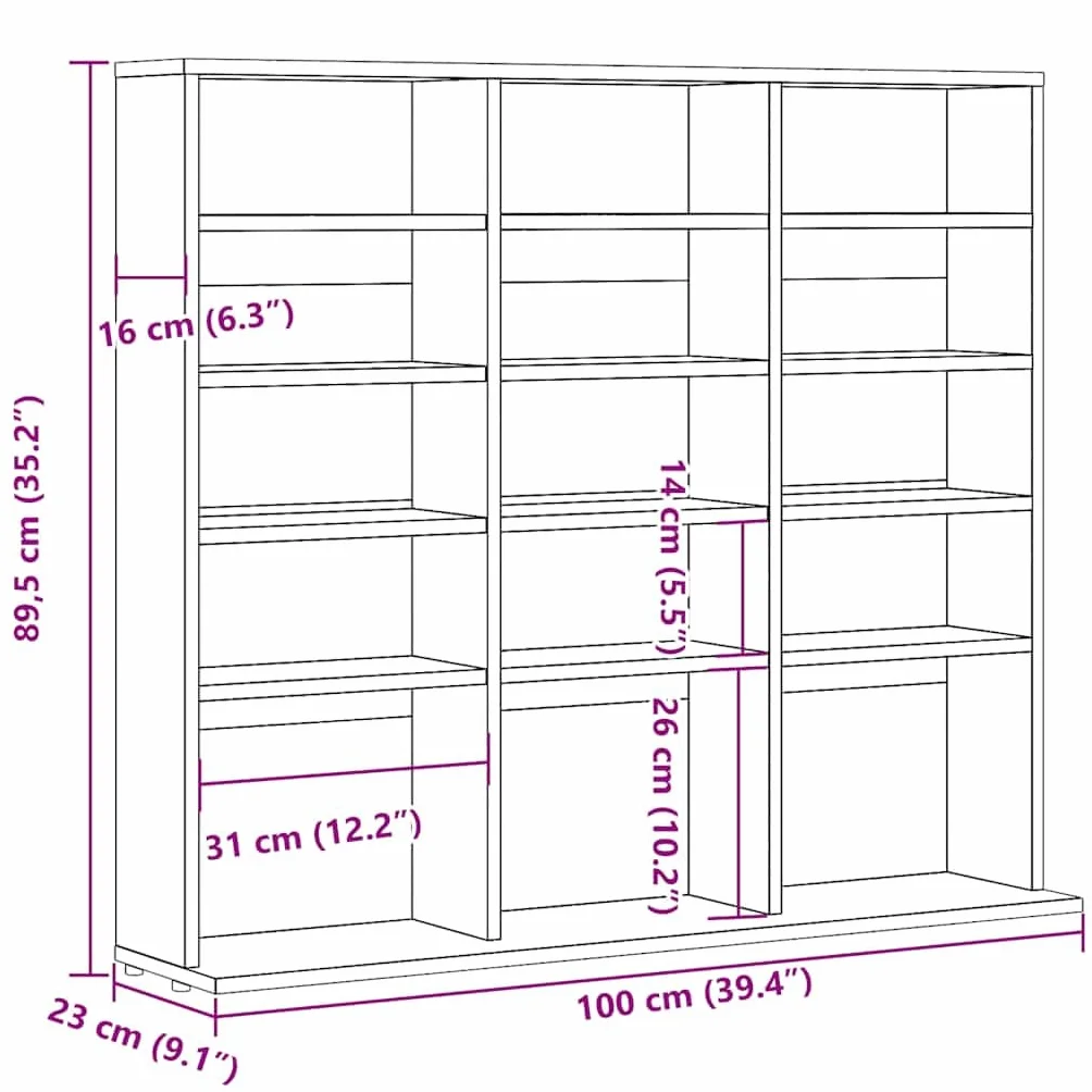vidaXL Szafka na płyty CD, kolor dąb artisan, 100x23x89,5 cm, szafka na płyty CD, szafeczka, mebel, szafki na płyty CD, szafeczki, meble, regał