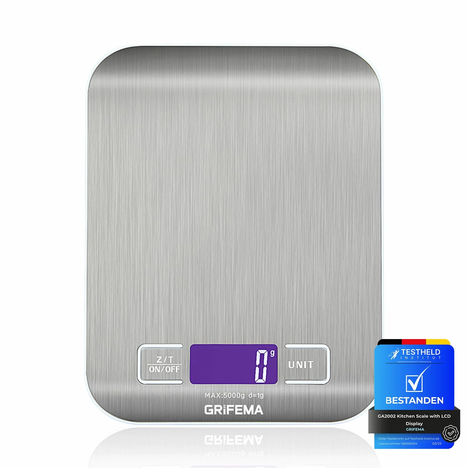 GRIFEMA GA2002 Waga Kuchenna LCD, Cyfrowa, Ze Stali Nierdzewnej, Wielofunkcyjna Waga Żywności 5 kg/11 lbs
