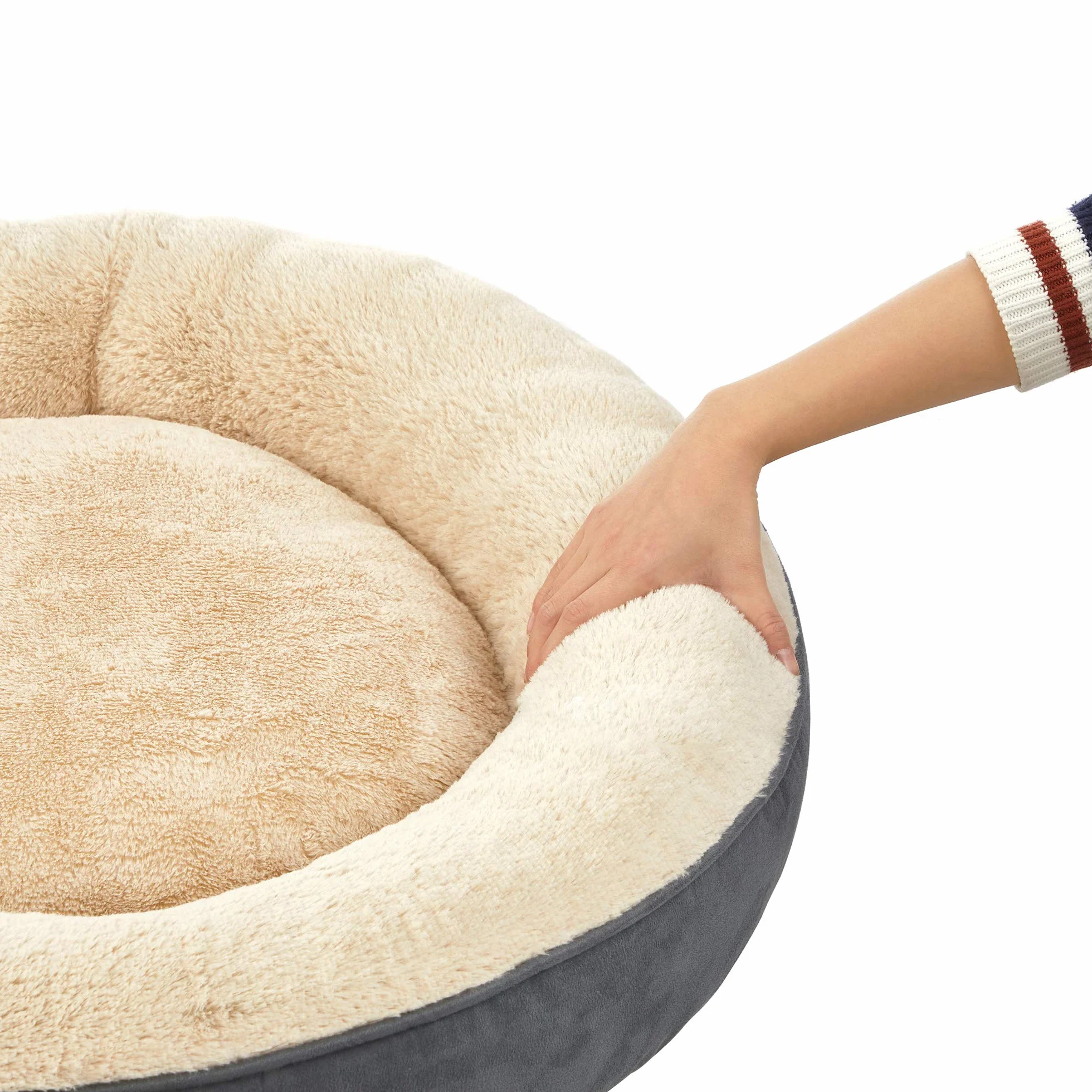 FEANDREA Okrągły Kosz dla psów, Łóżko dla kotów, ø 50 cm, Ciemnoszary PGW050G02