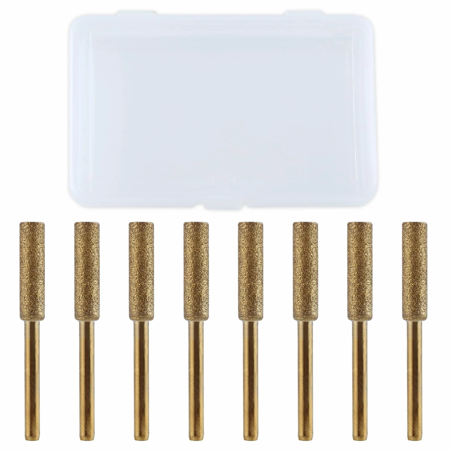 LEONTOOL 8 szt. o wysokiej twardości diamentowa ostrzałka do ostrzenia wiertła 3/16 "4,8 mm tytanowa platerowana szlifierka pilnik narzędzie do polerowania z 1/8" trzonek pilnik do piły łańcuchowej do