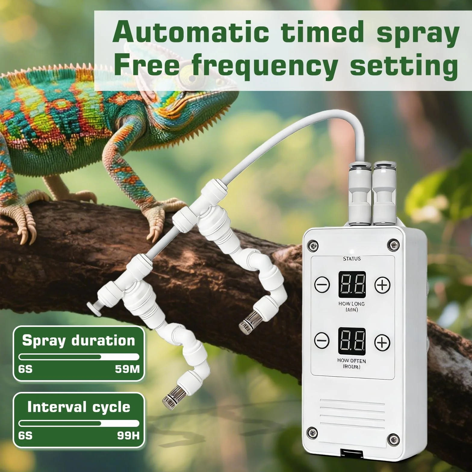 Smart System Nawadniający do Terrarium Nawilżacz Powietrza z Dyszą 360° Timerem dla Gadów