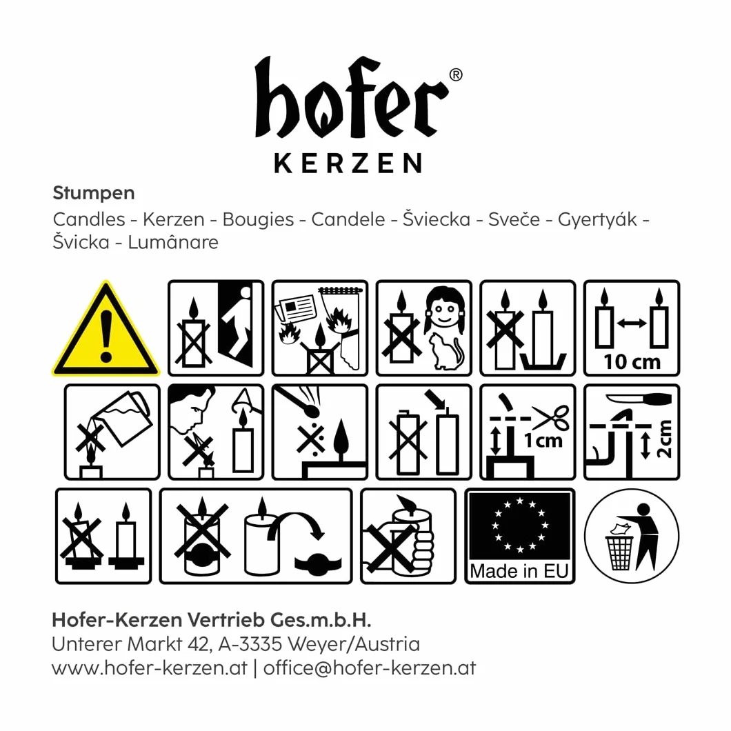 Hofer 6-częściowy zestaw świec filarowych, długi czas palenia ok. 30 godzin, średnica 6 cm, wysokość 12 cm, kość słoniowa, kremowa kość słoniowa