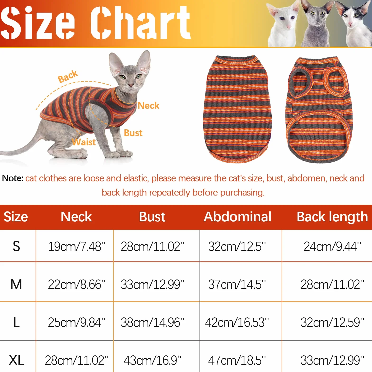 Oddychająca koszulka bez rękawów dla kota Sfinks, Cornish Rex, Devon Rex - letnia odzież w paski