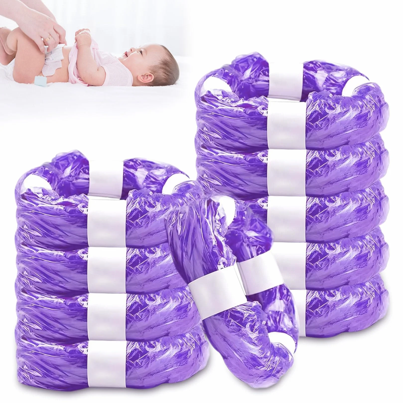 Folia uzupełniająca do wiaderek na pieluchy 4,5 m bezzapachowa 320 pieluch Angelcare Tommee Tippee Litter Locker fioletowa