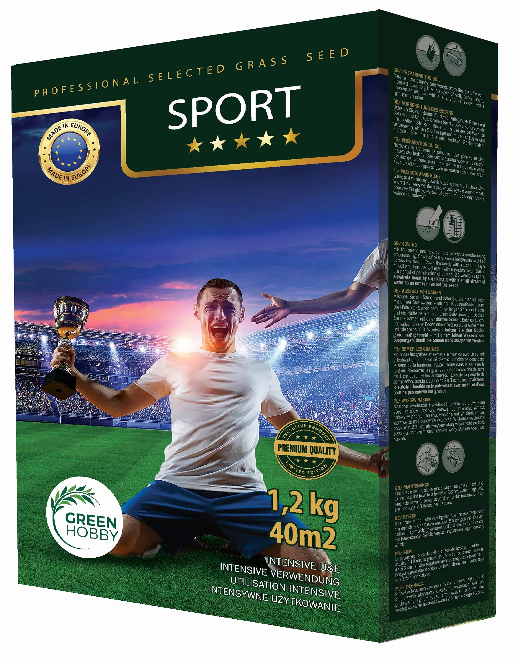 Nasiona Trawnika Trawnik Sportowy Szybko Kiełkujący Mocny Odporny Na Deptanie 1,2 kg Sport