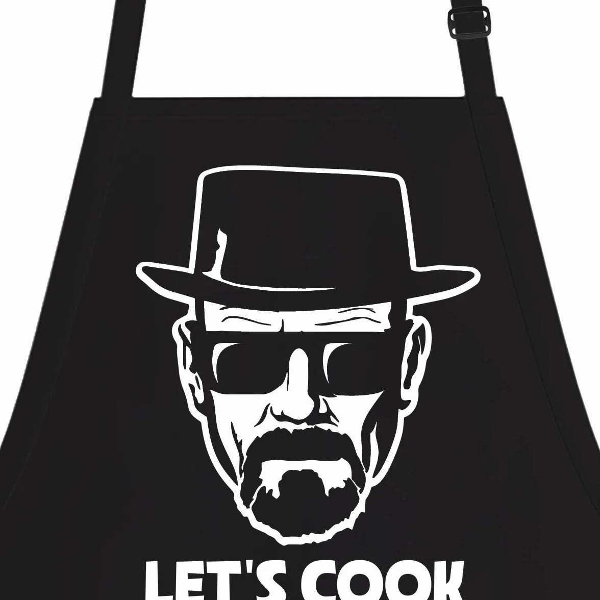 OM3 MR-WHITE-LETS-COOK Fartuch do grillowania - Parodie Kult TV Fartuch kuchenny dla dorosłych, unisex, czarny, jeden rozmiar
