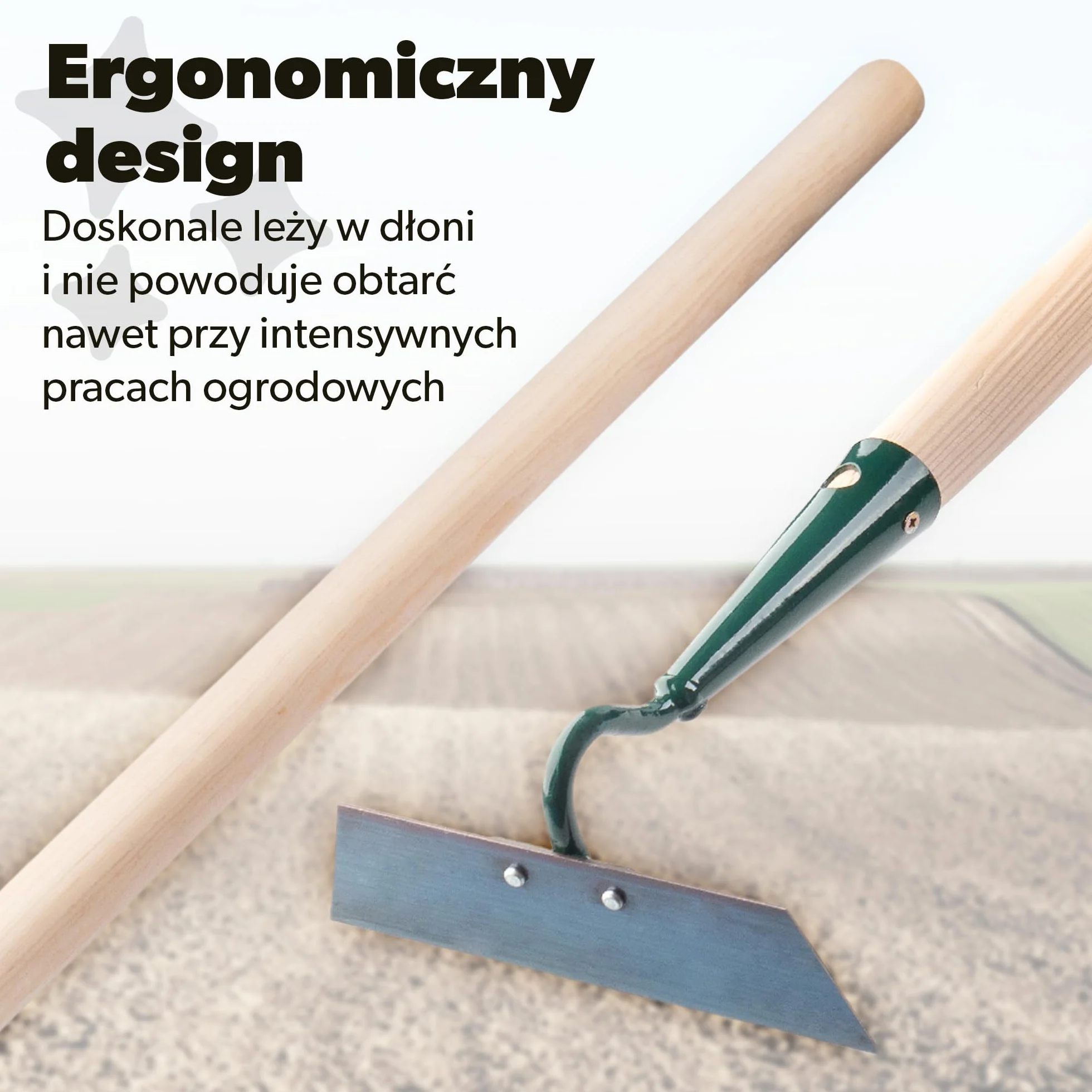 KADAX Motyka ogrodowa 16 cm z drewnianym trzonkiem, metalowe ostrze dla trwałości, pewny chwyt, do spulchniania, napowietrzania i pielenia grządek