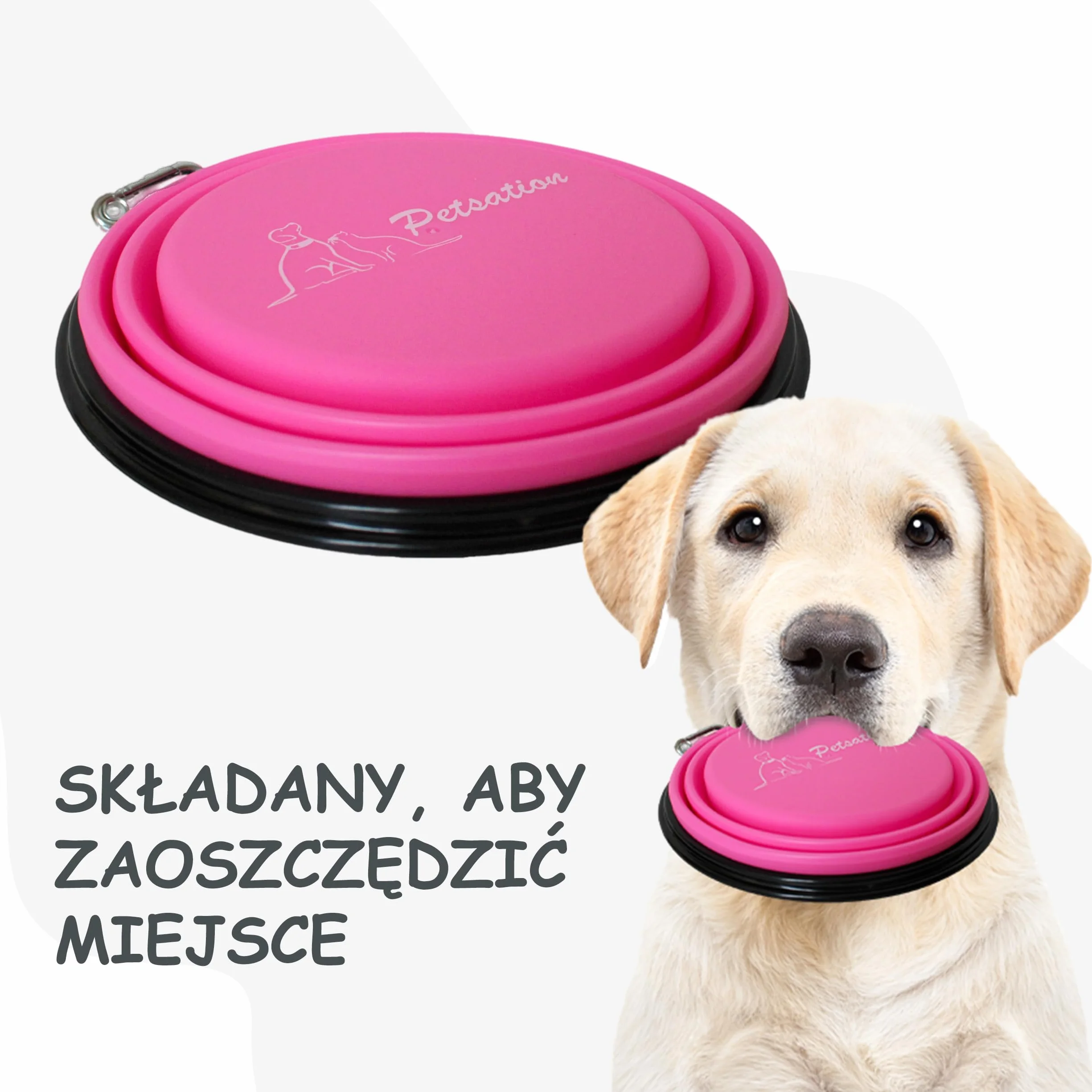 Składana miska dla psa 1500 ml podróżna różowa