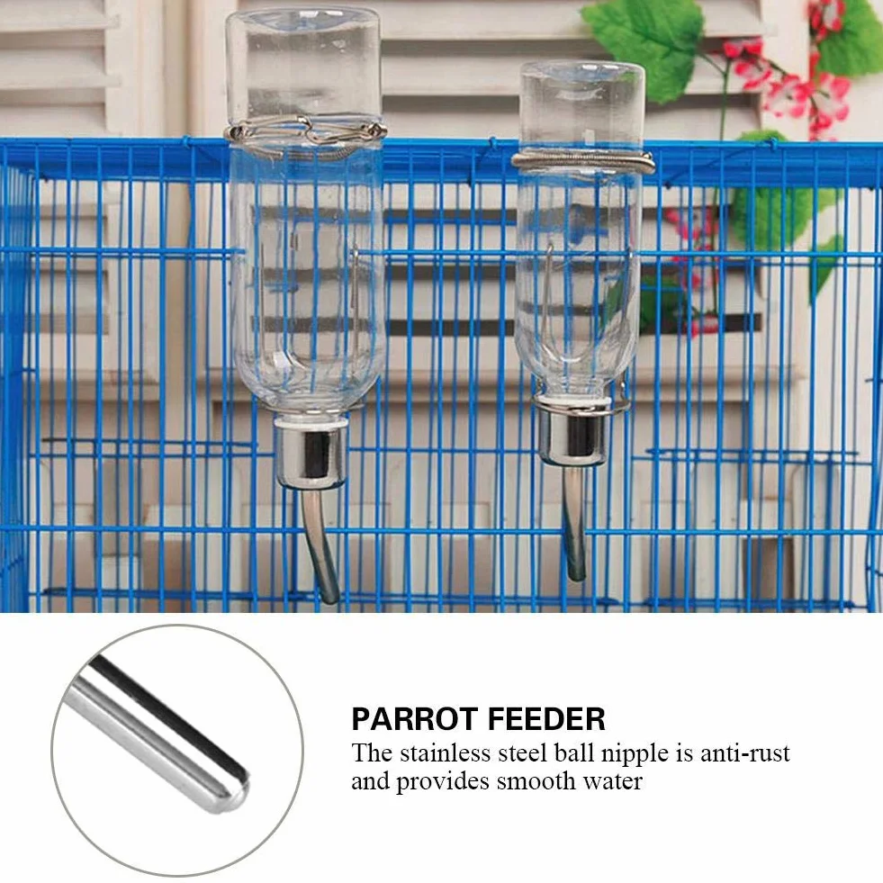 Pssopp 180 ml / 350 ml Parrot Fontanna do picia Papuga Podajnik wody Papuga Butelka do karmienia ptaków Chomik Butelki na wodę Dozownik wody ze smoczkiem ze stali nierdzewnej dla ptaków i małych zwierząt (-ów)