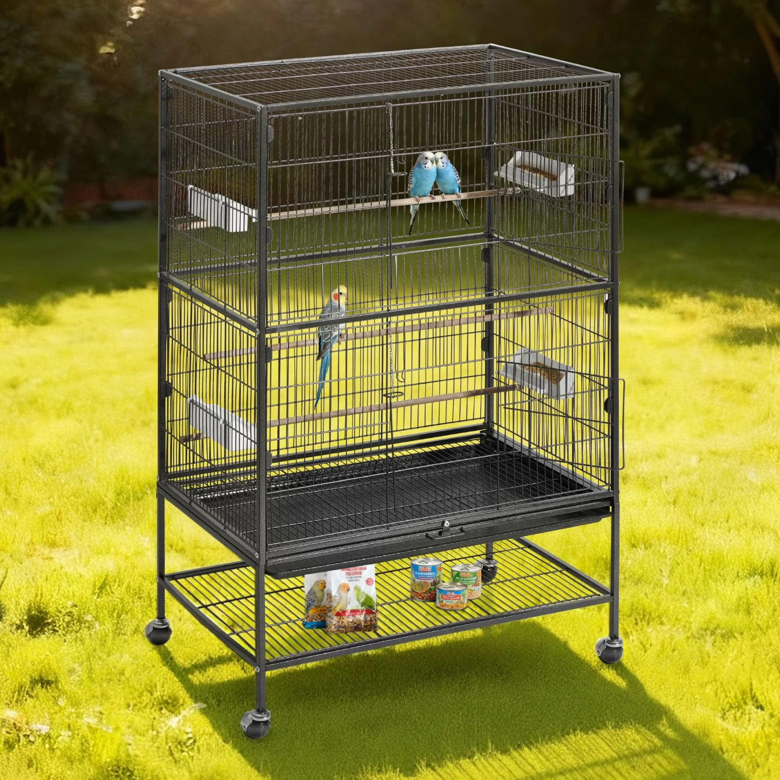 VEVOR Klatka dla ptaków 80 x 52 x 132 cm woliera z grzędziami i tacą