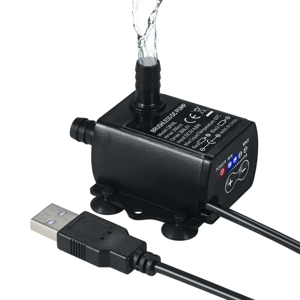 Decdeal USB pompa głębinowa 4,8 W 300 l/h 3 m z regulacją przepływu filtr