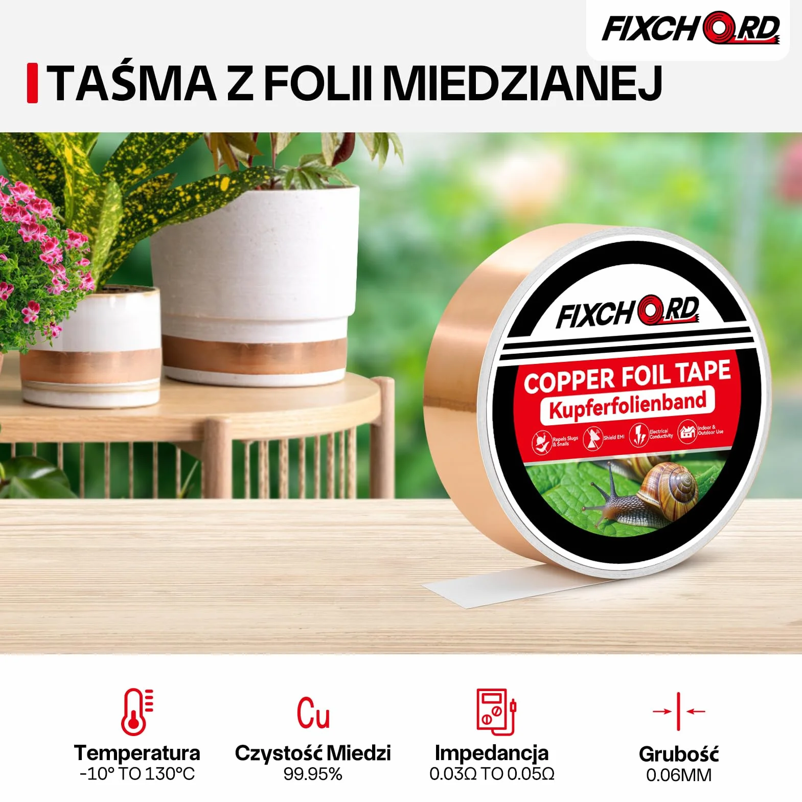 Taśma miedziana odstraszająca ślimaki Ochrona przed ślimakami Taśma odstraszająca ślimaki Samoprzylepna taśma odstraszająca ślimaki do odstraszania ślimaków i ślimaków 20M*30mm
