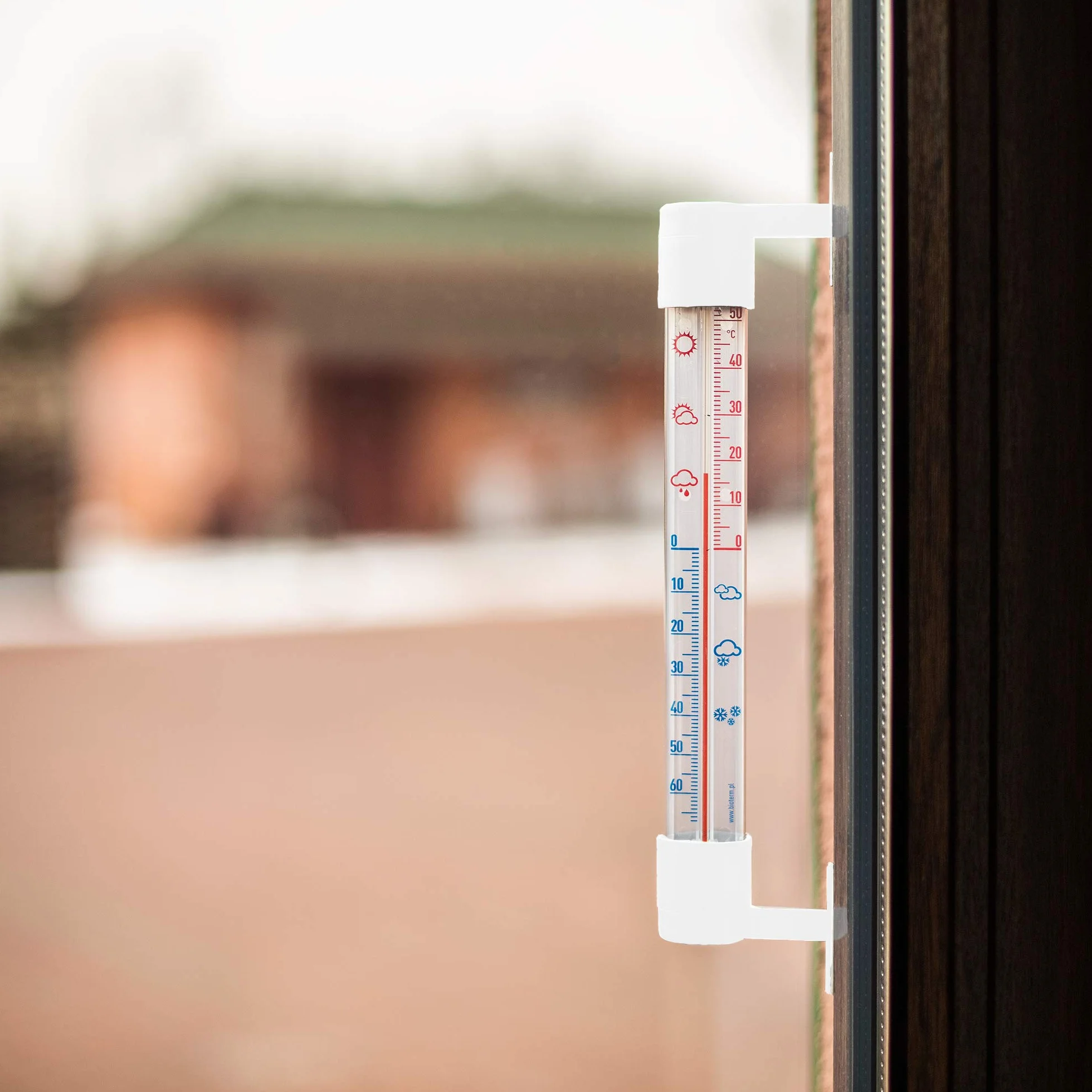 Browin 20510 Termometr zewnętrzny z transparentną skalą, zaokienny, plastikowy, przyklejany