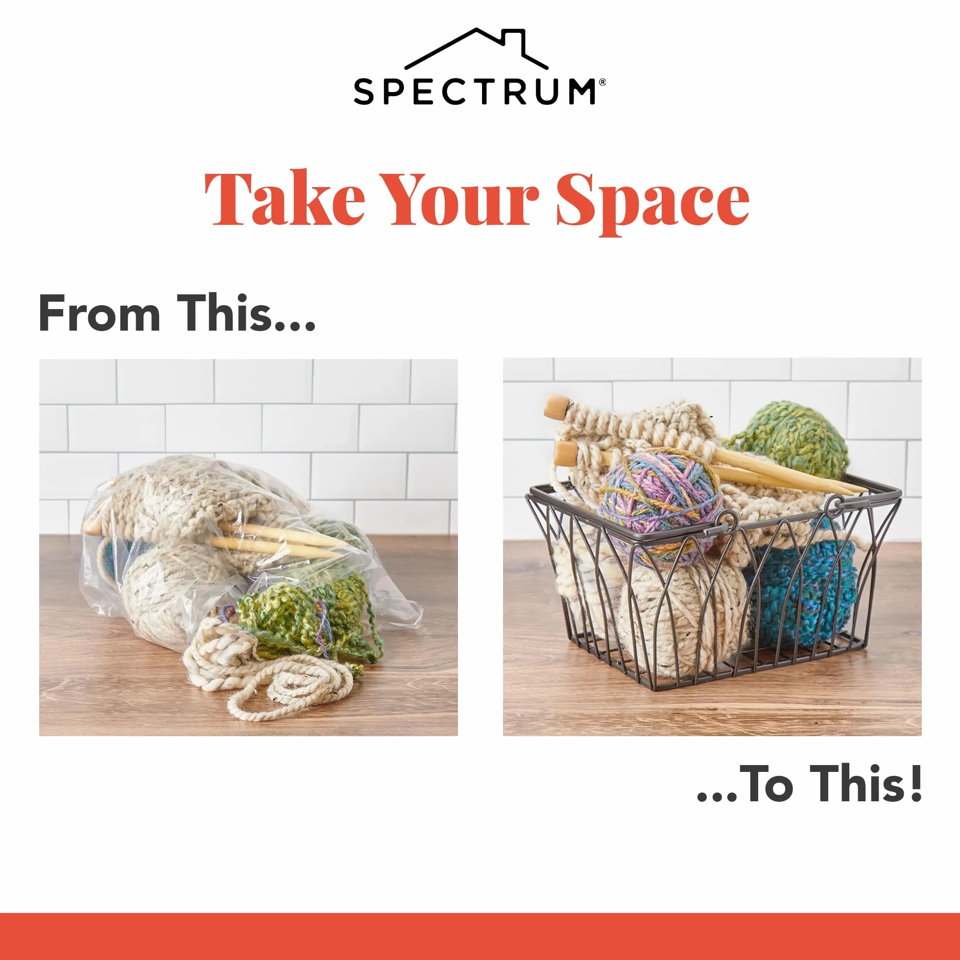 Spectrum Kosz druciany w stylu rolnika do organizacji łazienki, spiżarni i pokoju rzemieślniczego, metal, czarny, M