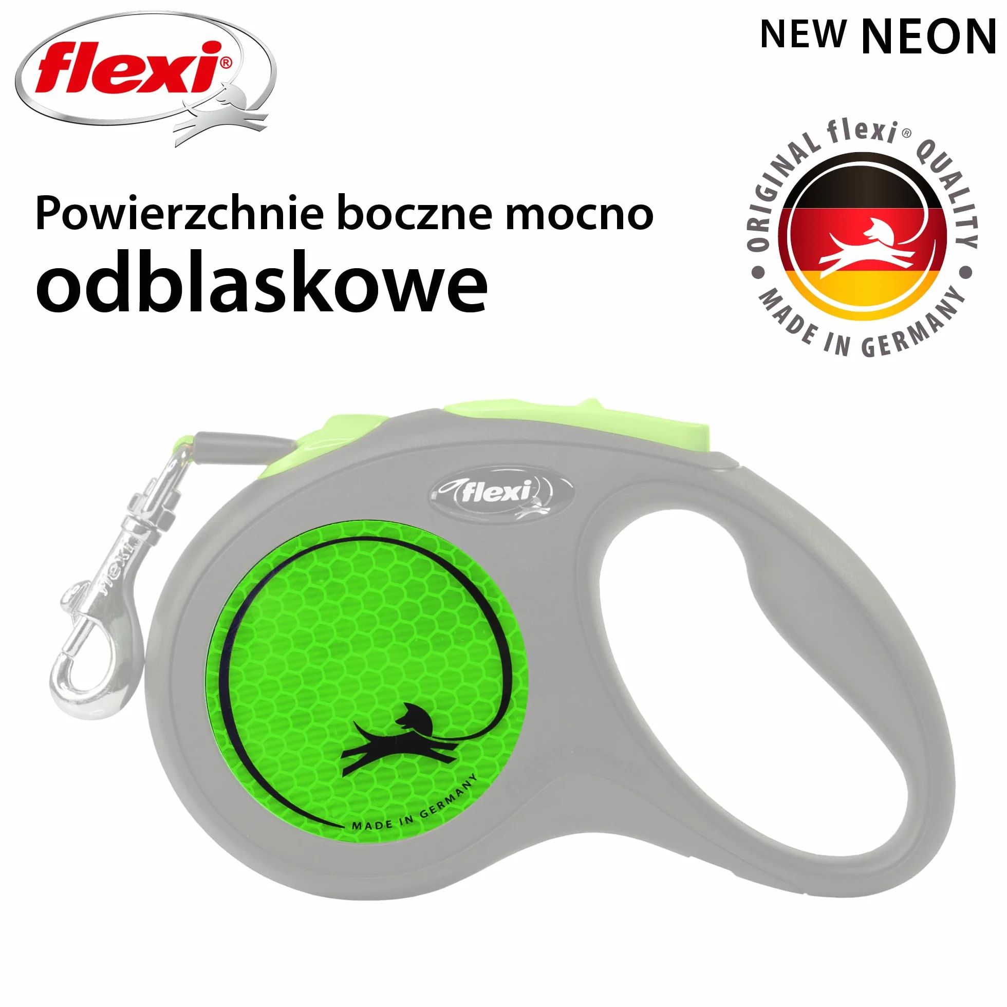 Flexi Nowa neonowa taśma zielona mała 5 m chowana smycz dla psa/smycz dla psów do 15 kg