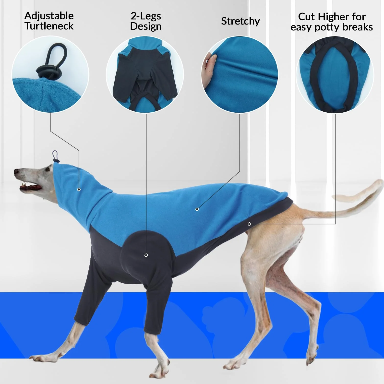 Pulower z polaru Chart angielski Bluza Chart włoski Koszulka Sweter dla małych psów Niebieski S