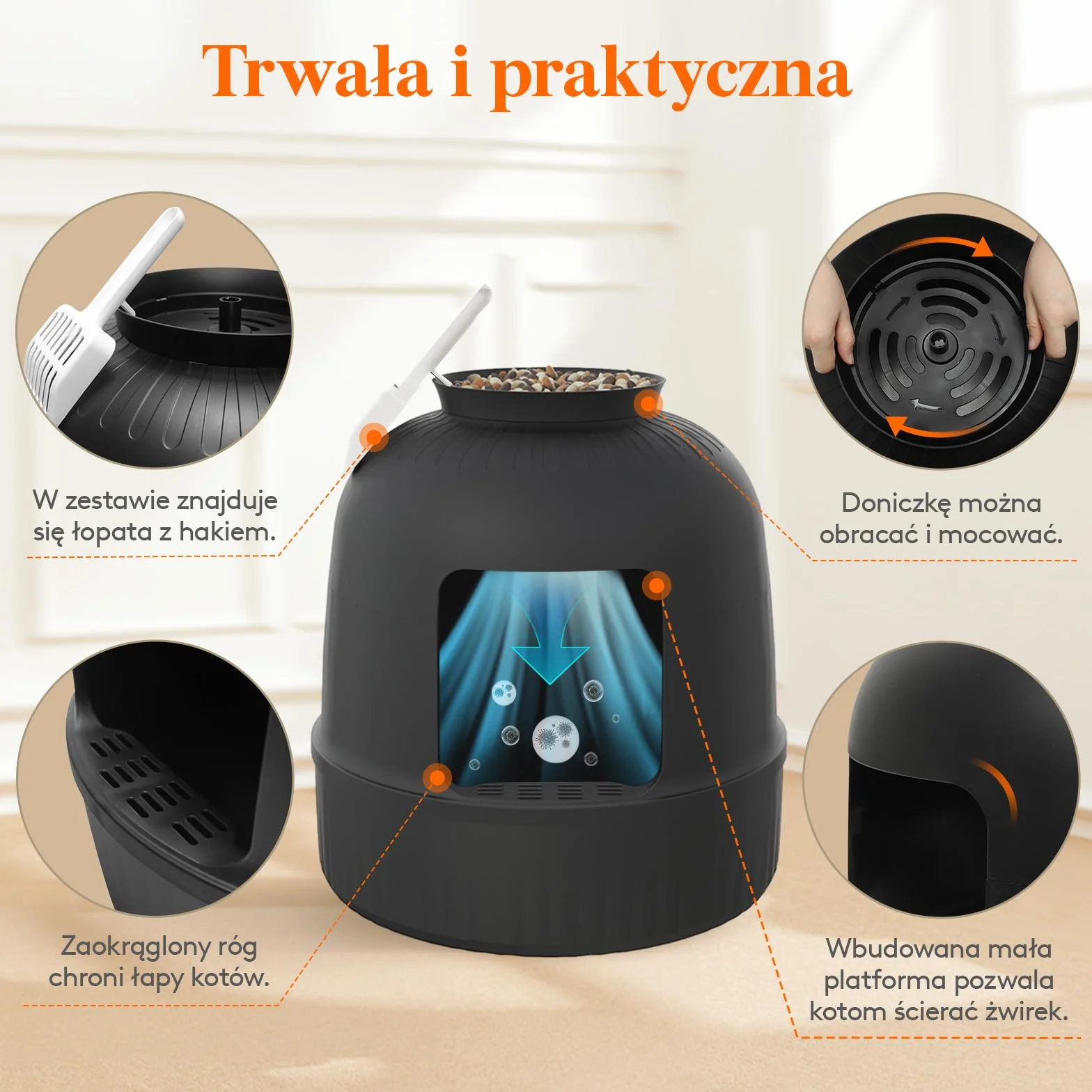 Lifewit Kuweta dla kota z filtrem węglowym, ukryta, Czarna