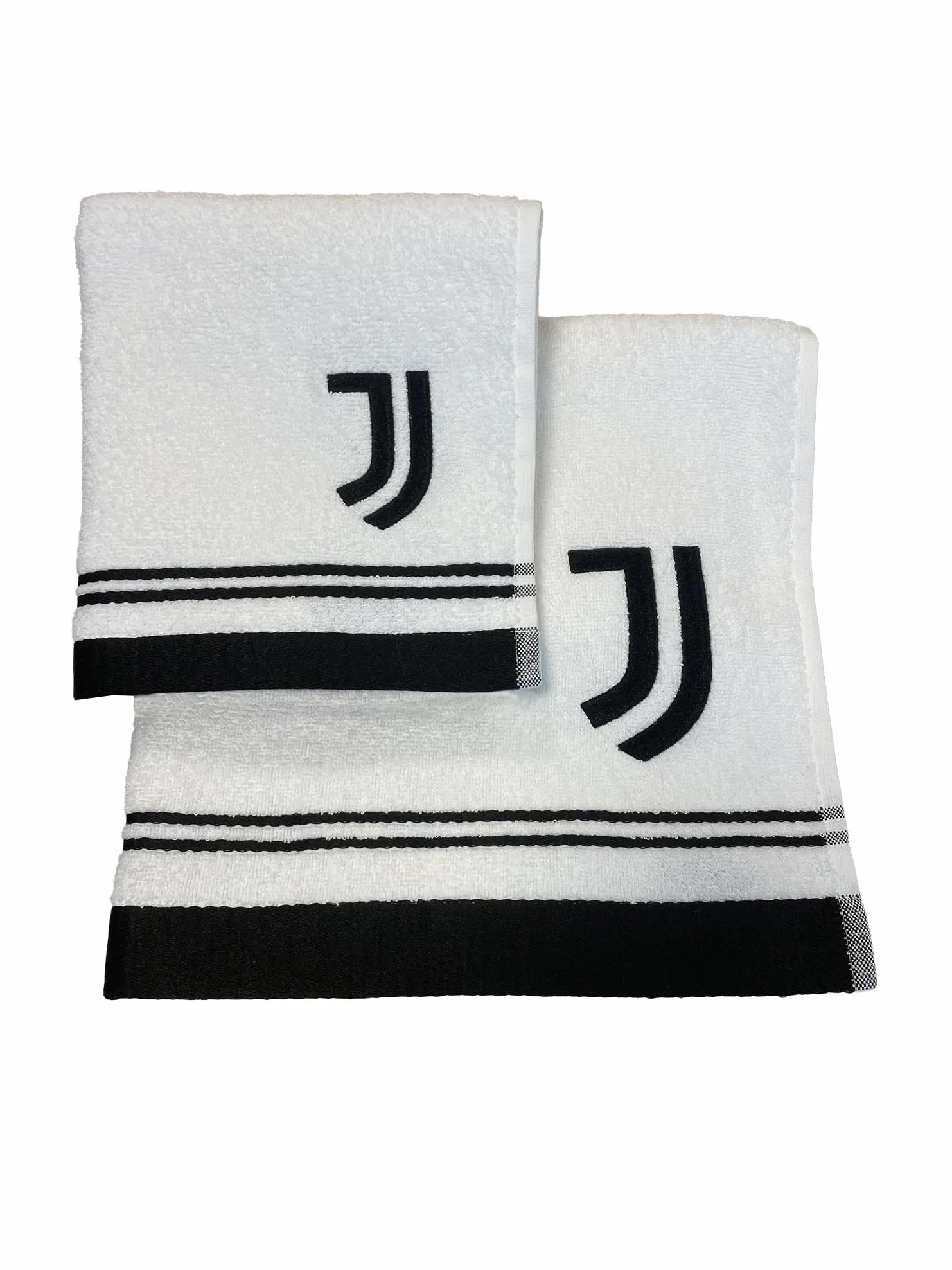 Juventus ręczniki kąpielowe, zestaw 2 ręczników kąpielowych, ręcznik do twarzy, ręcznik bidet, oficjalny produkt, 100% bawełna, 2-częściowy zestaw, biały czarny