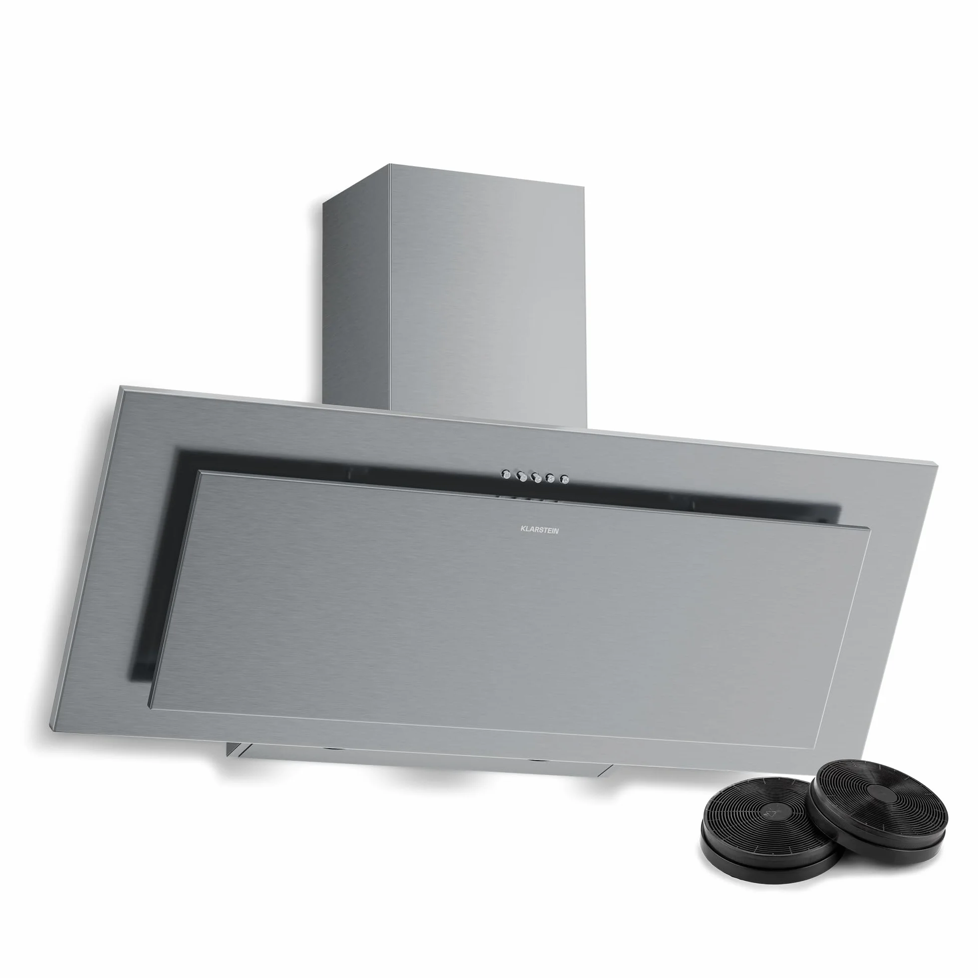 Klarstein Athena Kopffreihaube 90 cm – 254 m³/h, A+++, LED-Beleuchtung, 3 Stufen & Boost, Abzugshaube Küche, Umluft & Abluft, leise, Aluminium- & Aktivkohlefilter, modernes Design, Edelstahl