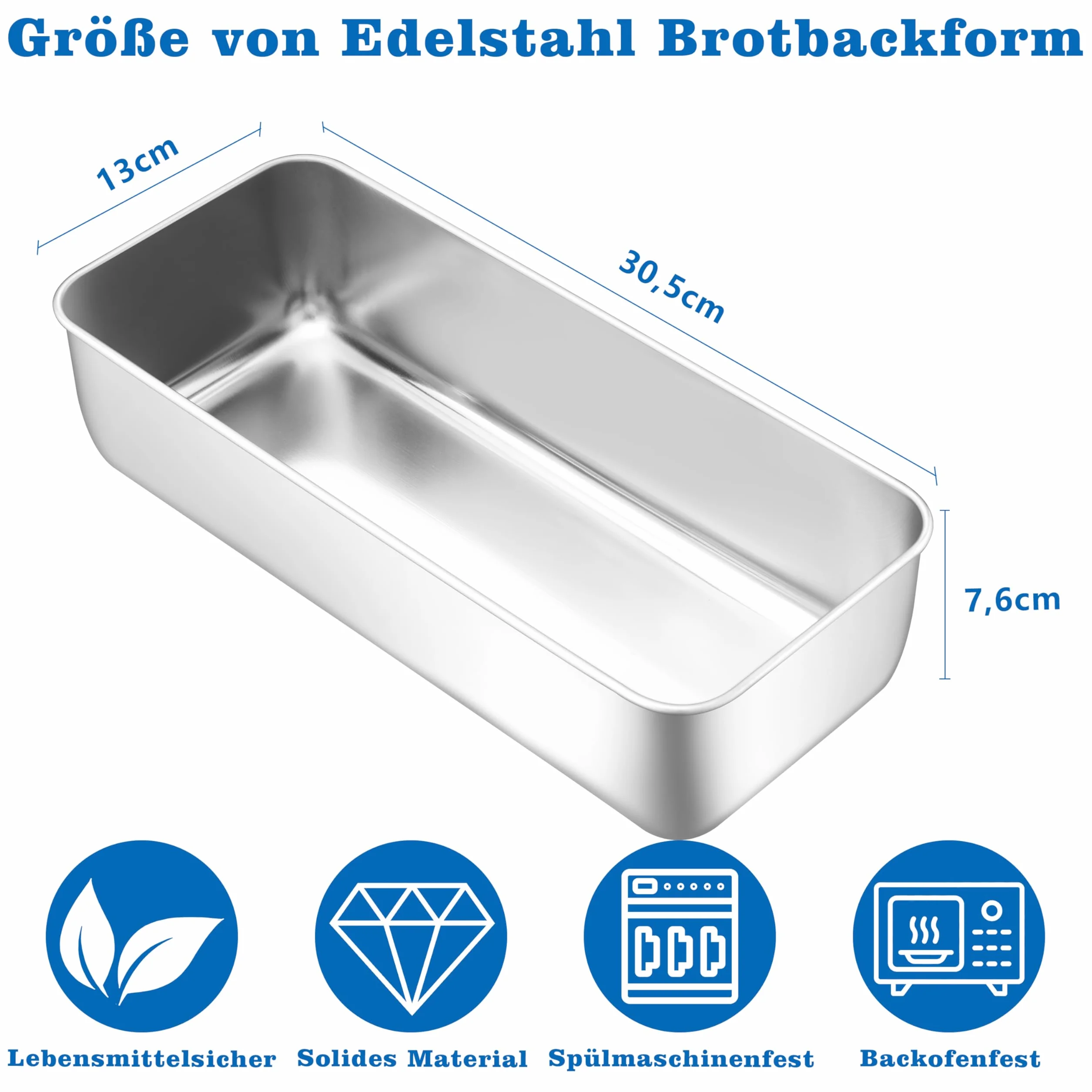 Homikit Foremka do chleba ze stali nierdzewnej, duża, prostokątna, do chleba i tostów o grubości 7,6 cm, zdrowa i nietoksyczna, nadaje się do mycia w zmywarce