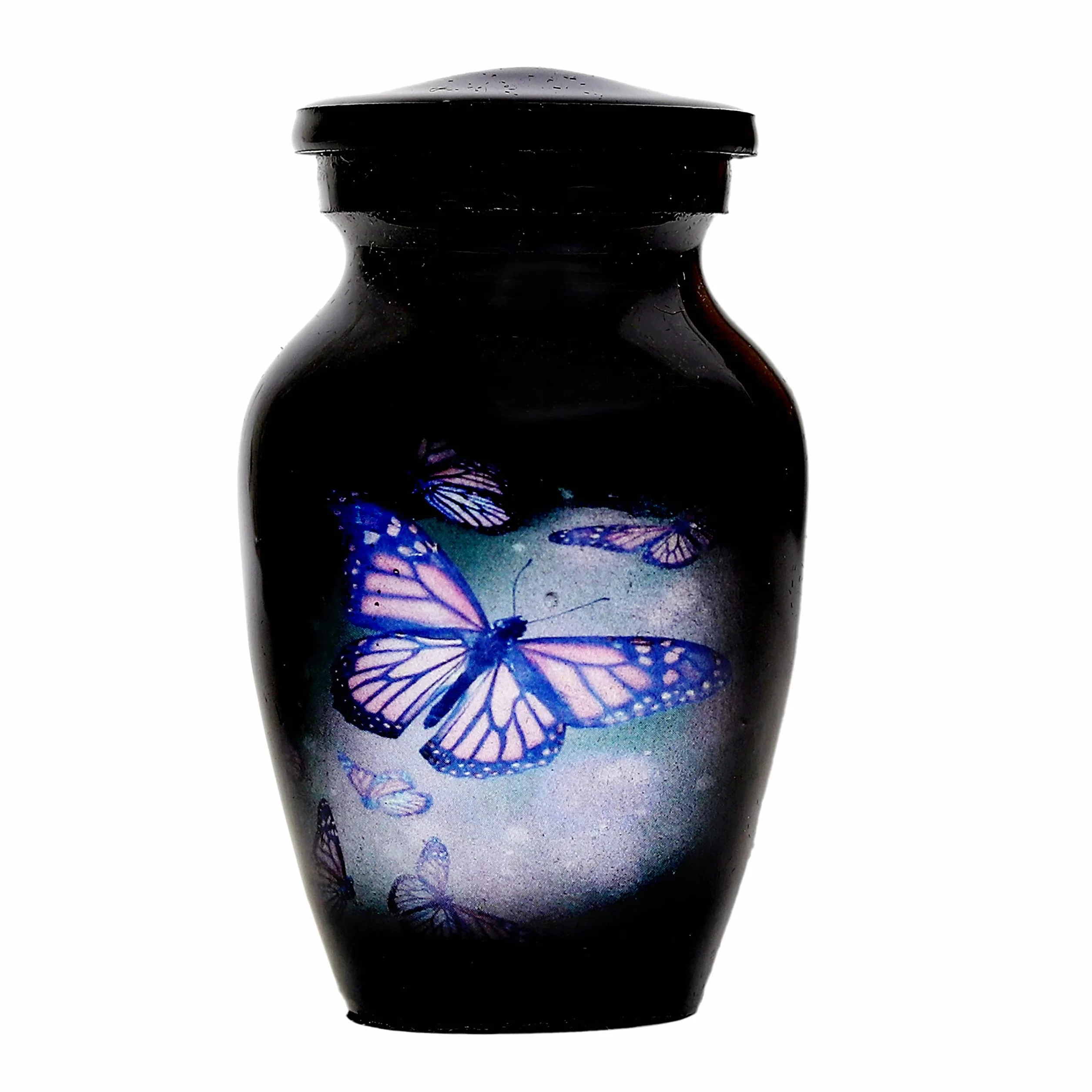 Urna pamiątkowa czarna z motywem motyla mini 8 cm