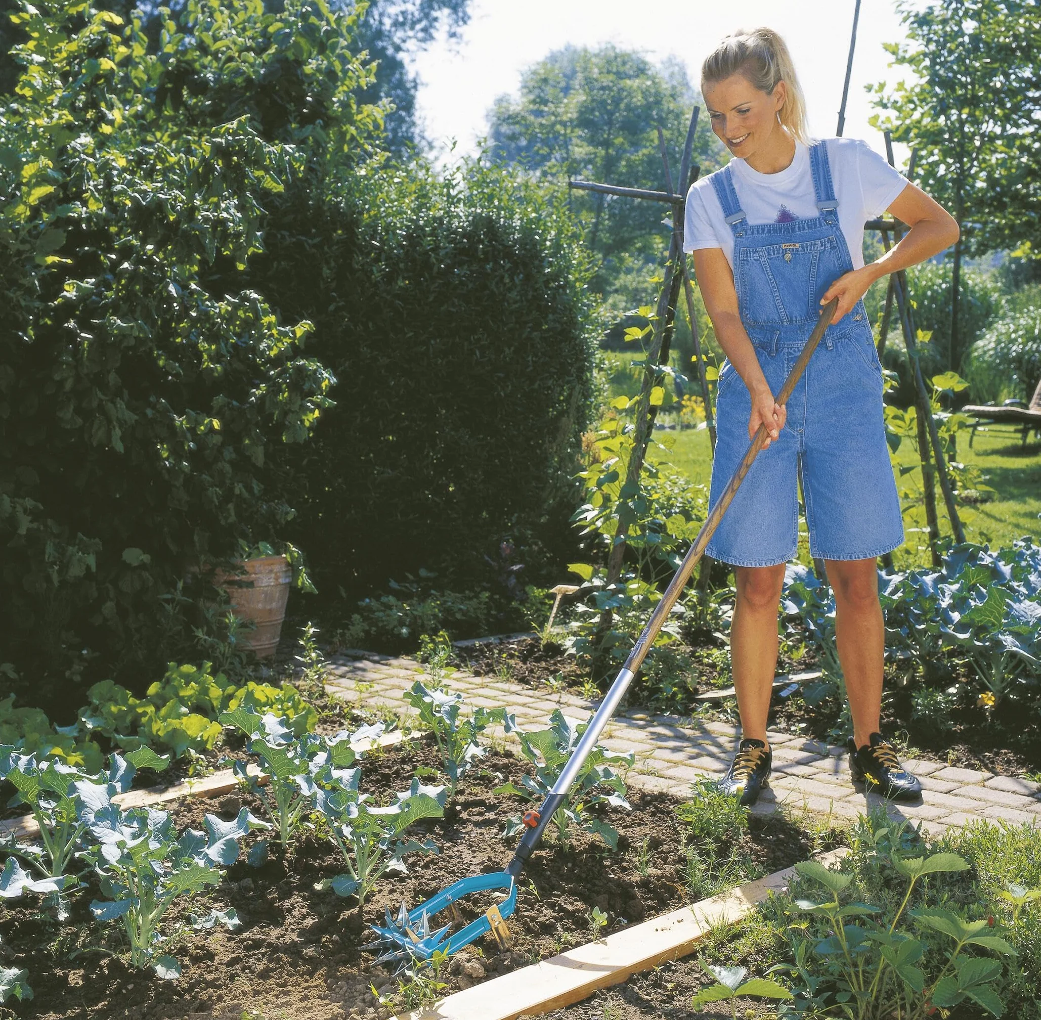 Gardena combisystem spulchniacz gwiazdkowy z nożem odchwaszczającym: spulchniacz ogrodowy, szerokość robocza 14 cm, z wysokiej jakości stali, powłoka z duroplastu, ocynkowane koła gwiazdkowe (3195-20)