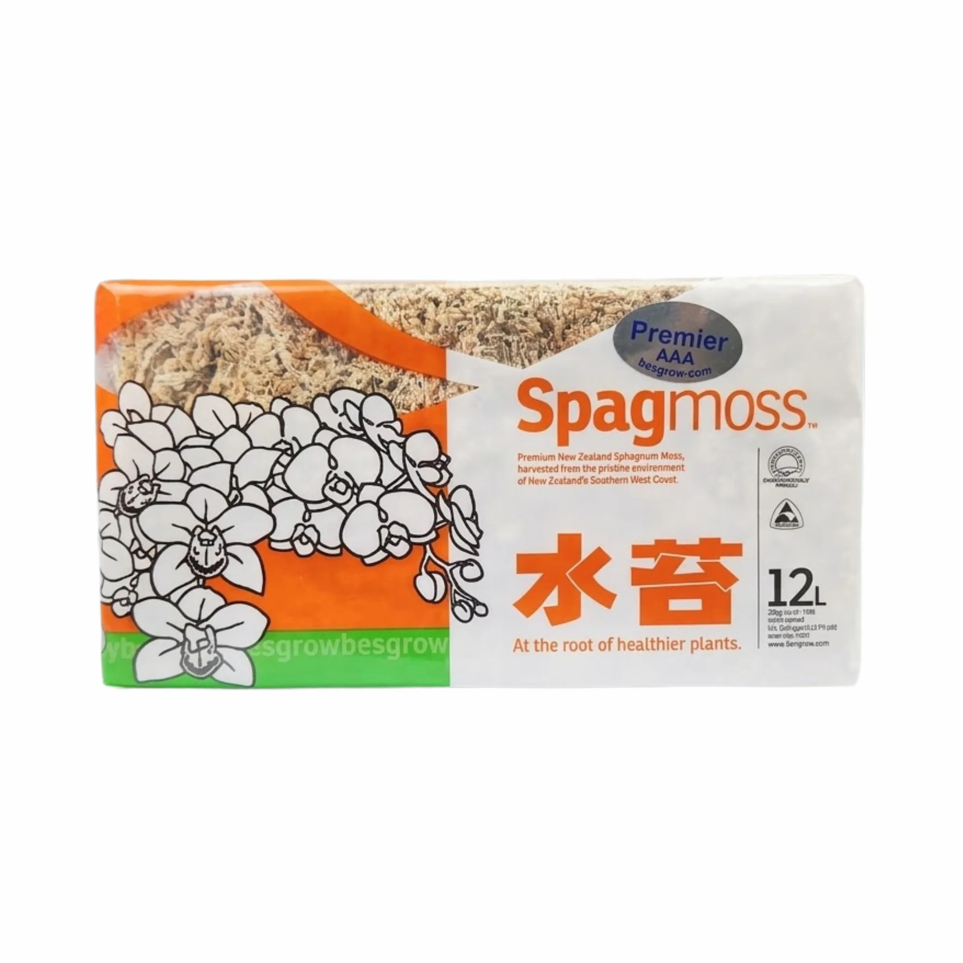 Besgrow Spagmoss Premium New Zealand Sphagnum Moss 150g 12L